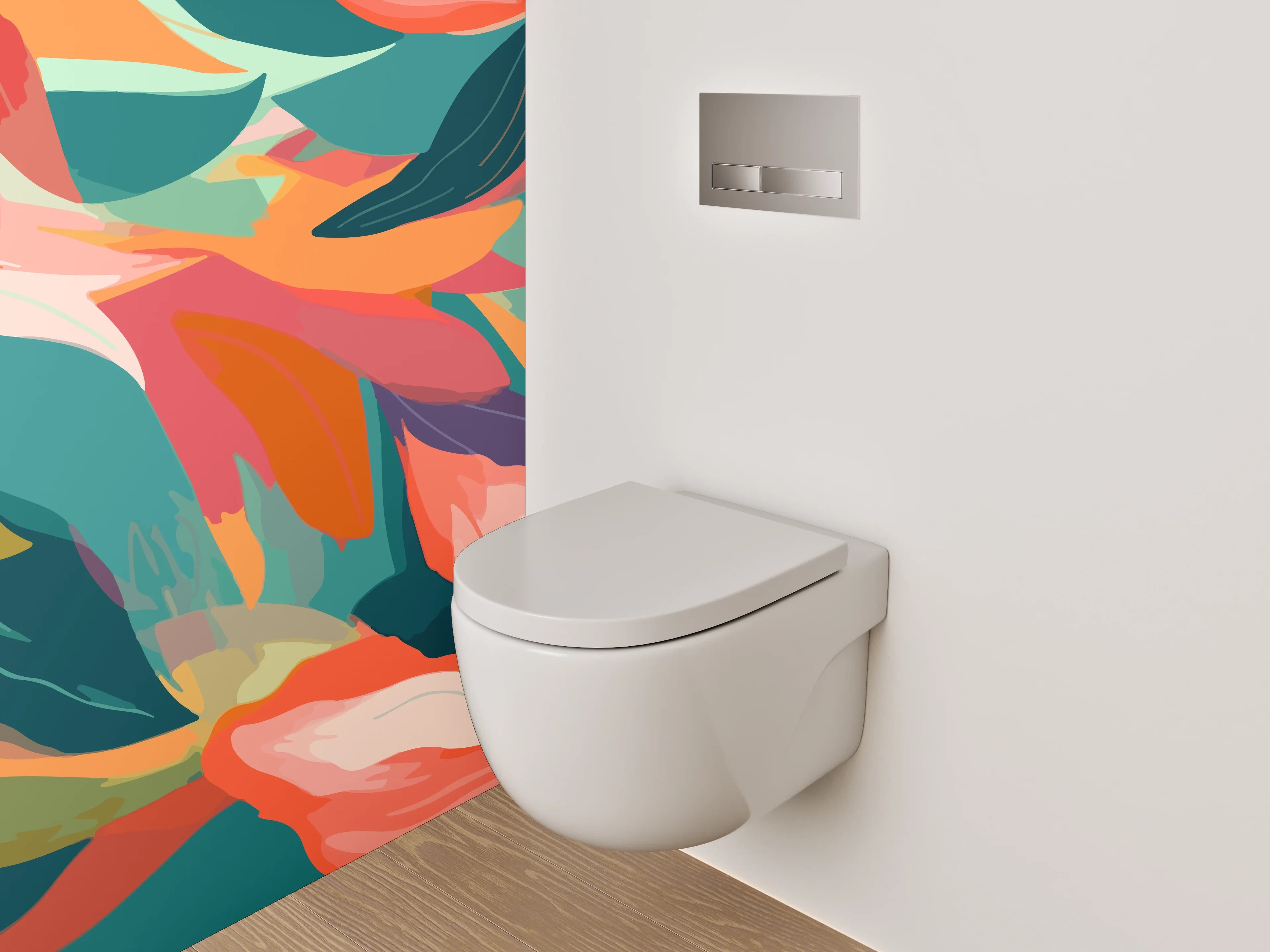 WC-Rückwand - Bunte tropische Blumen-Illustration Abstrakt