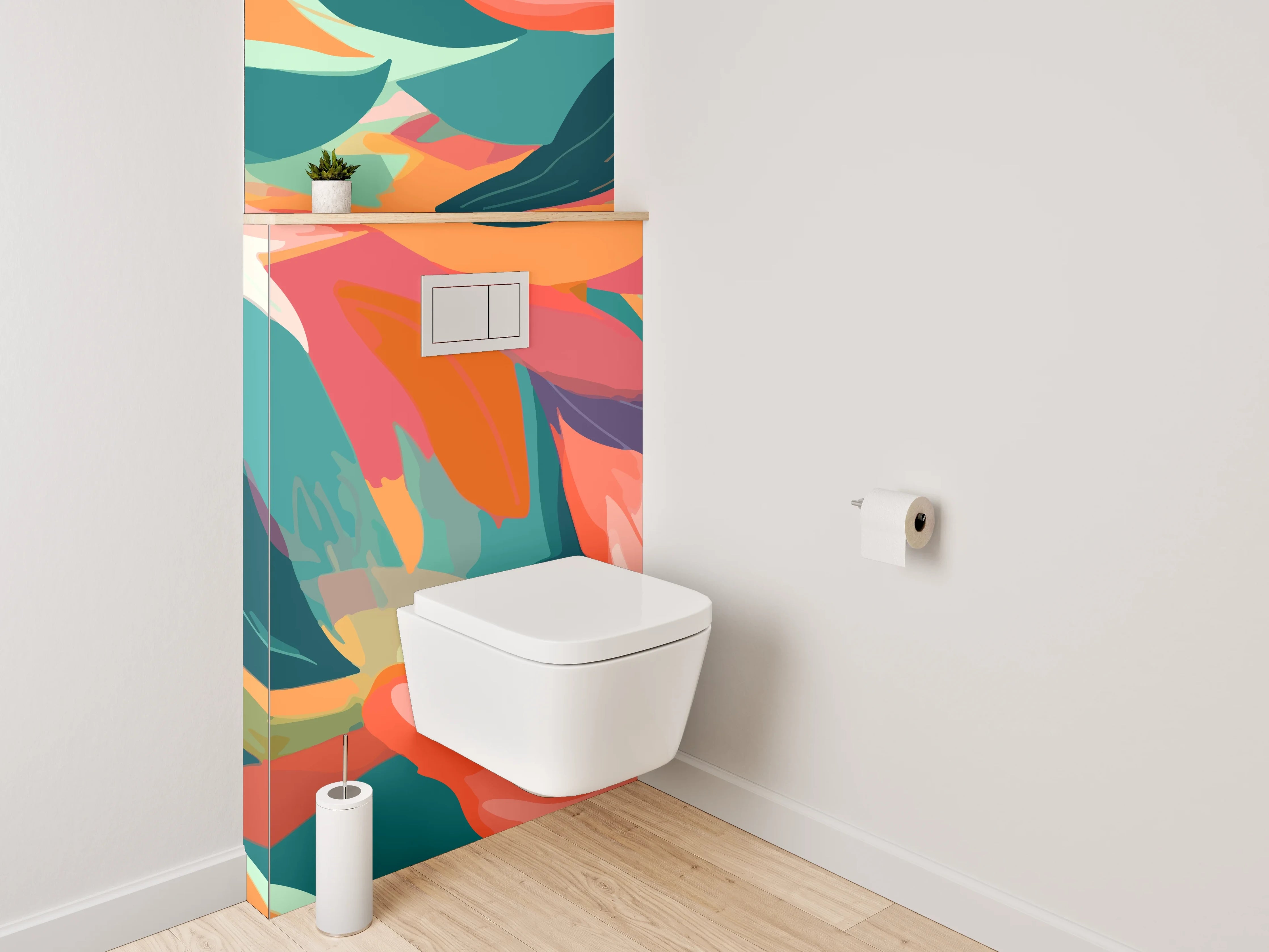 WC-Rückwand - Bunte tropische Blumen-Illustration Abstrakt
