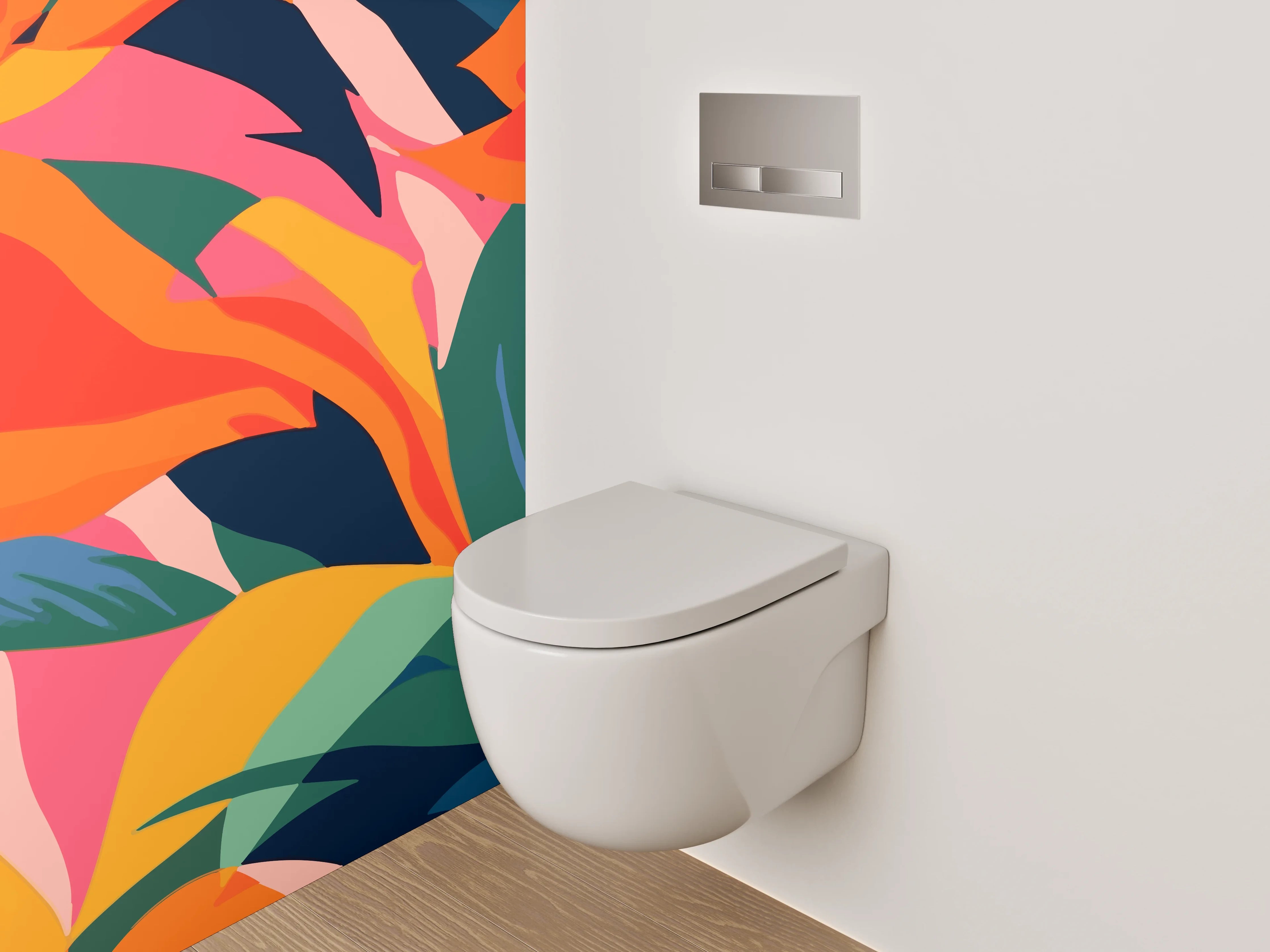 WC-Rückwand - Bunte tropische Blumen Illustration