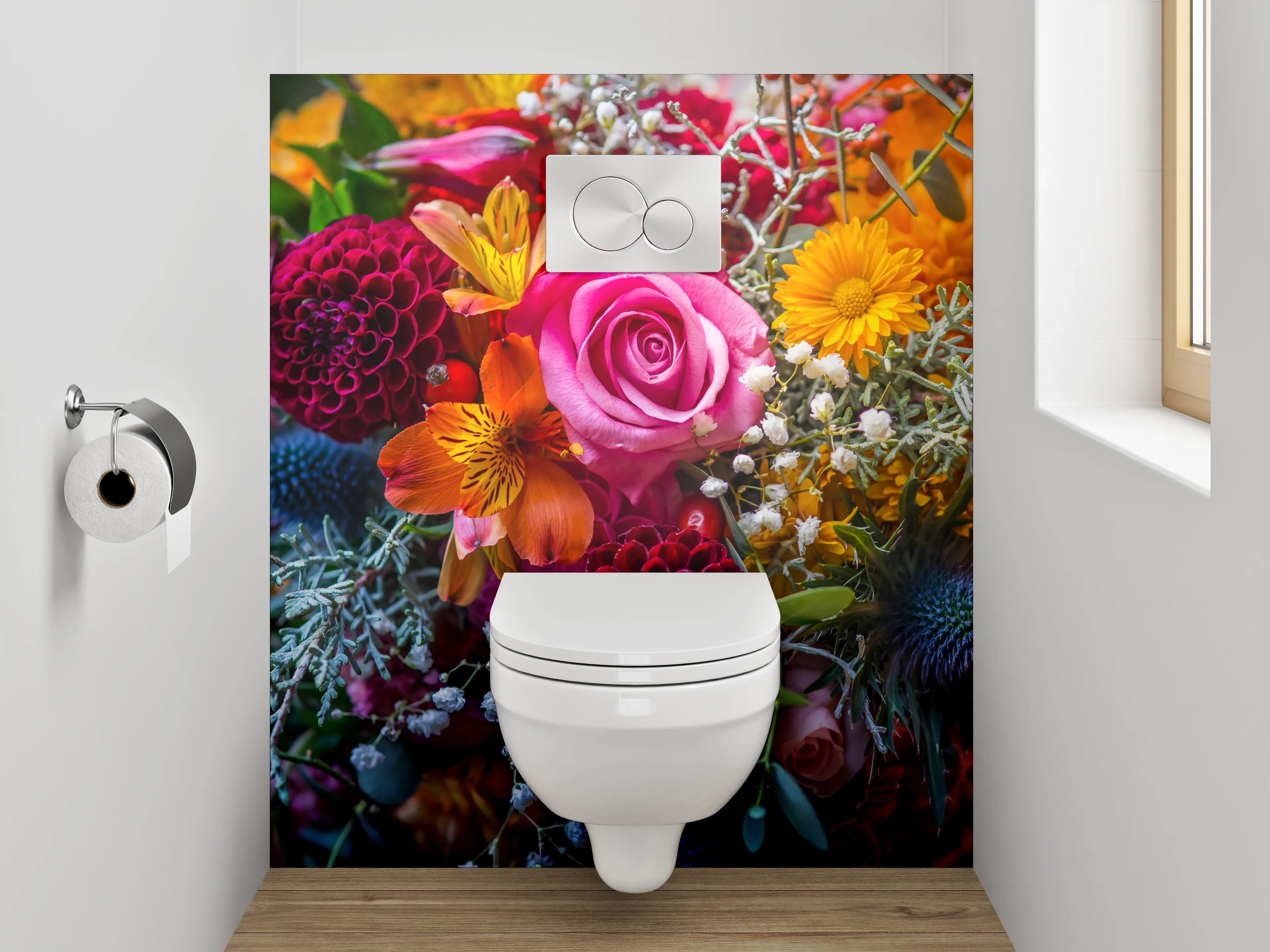 WC-Rückwand - Bunter Blumenstrauß Nahaufnahme