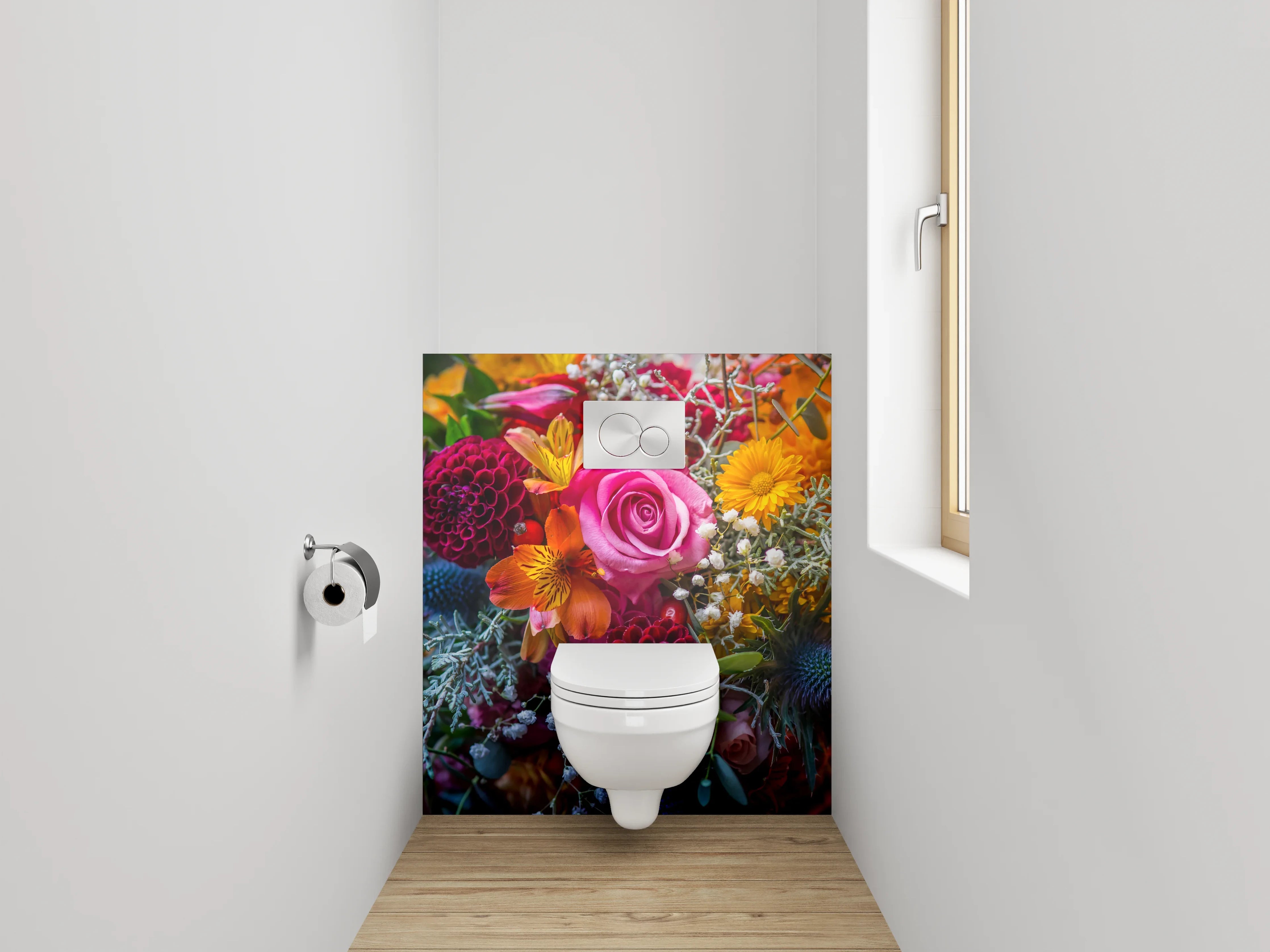 WC-Rückwand - Bunter Blumenstrauß Nahaufnahme