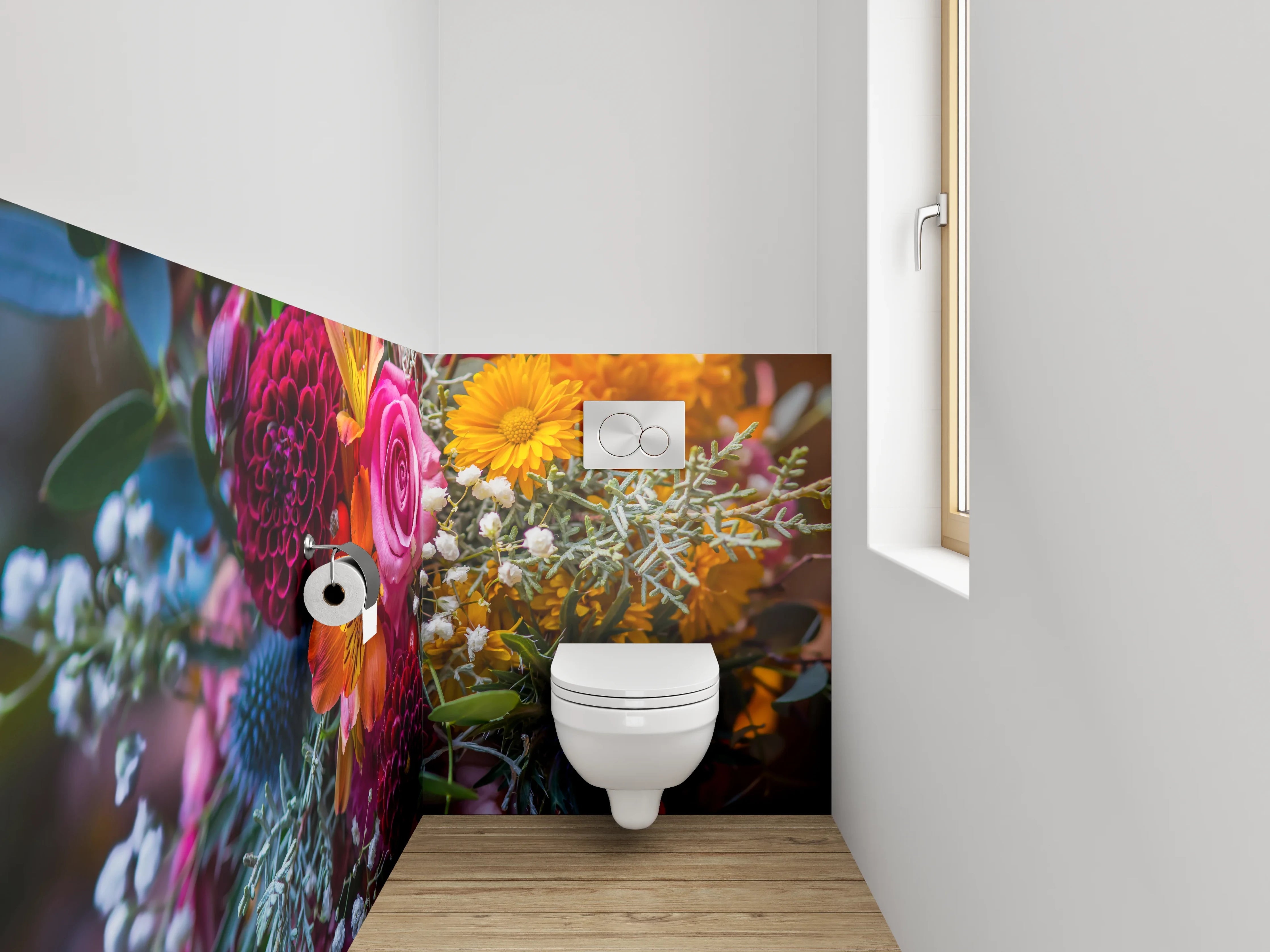 WC-Rückwand - Bunter Blumenstrauß Nahaufnahme