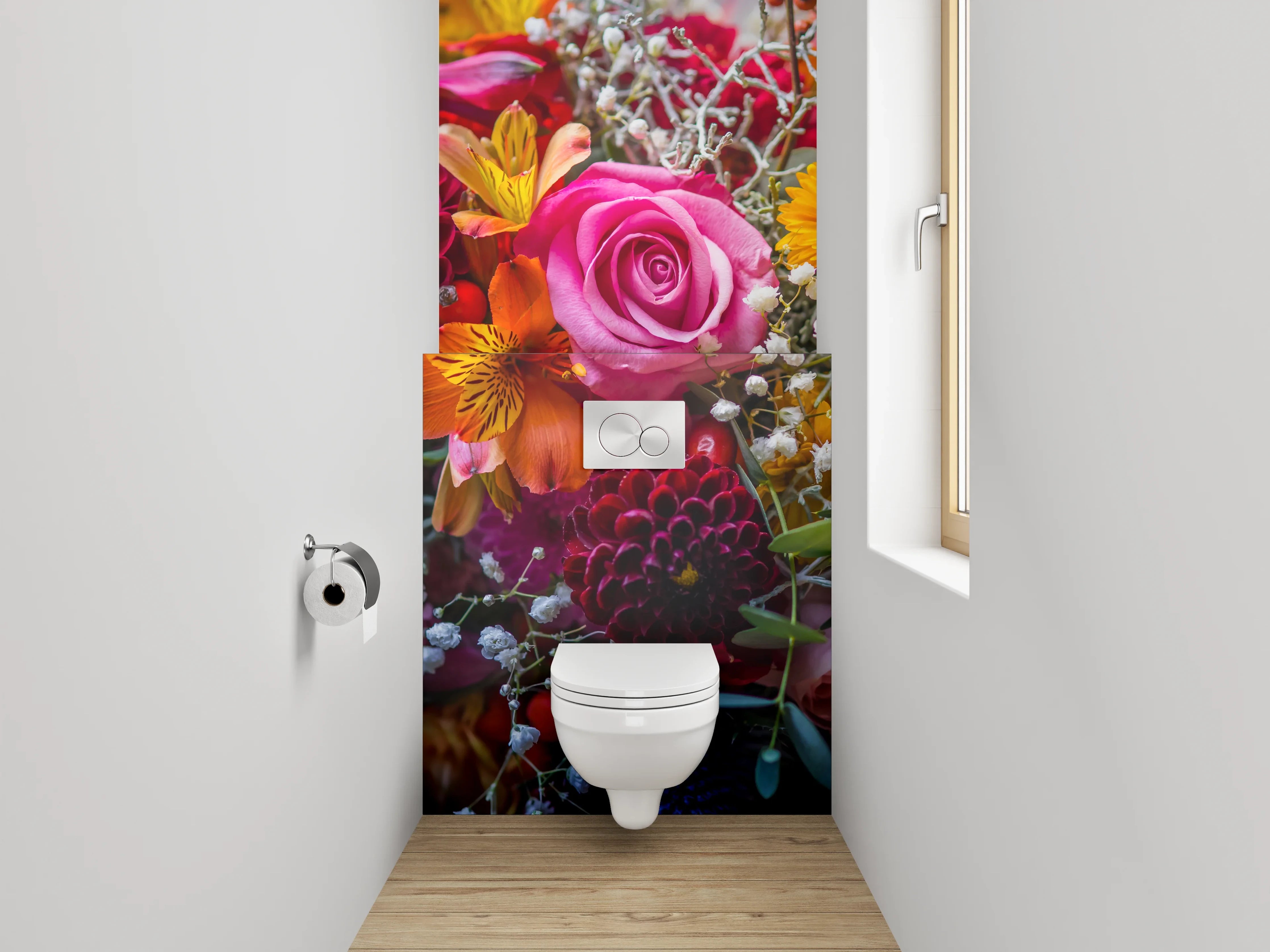 WC-Rückwand - Bunter Blumenstrauß Nahaufnahme