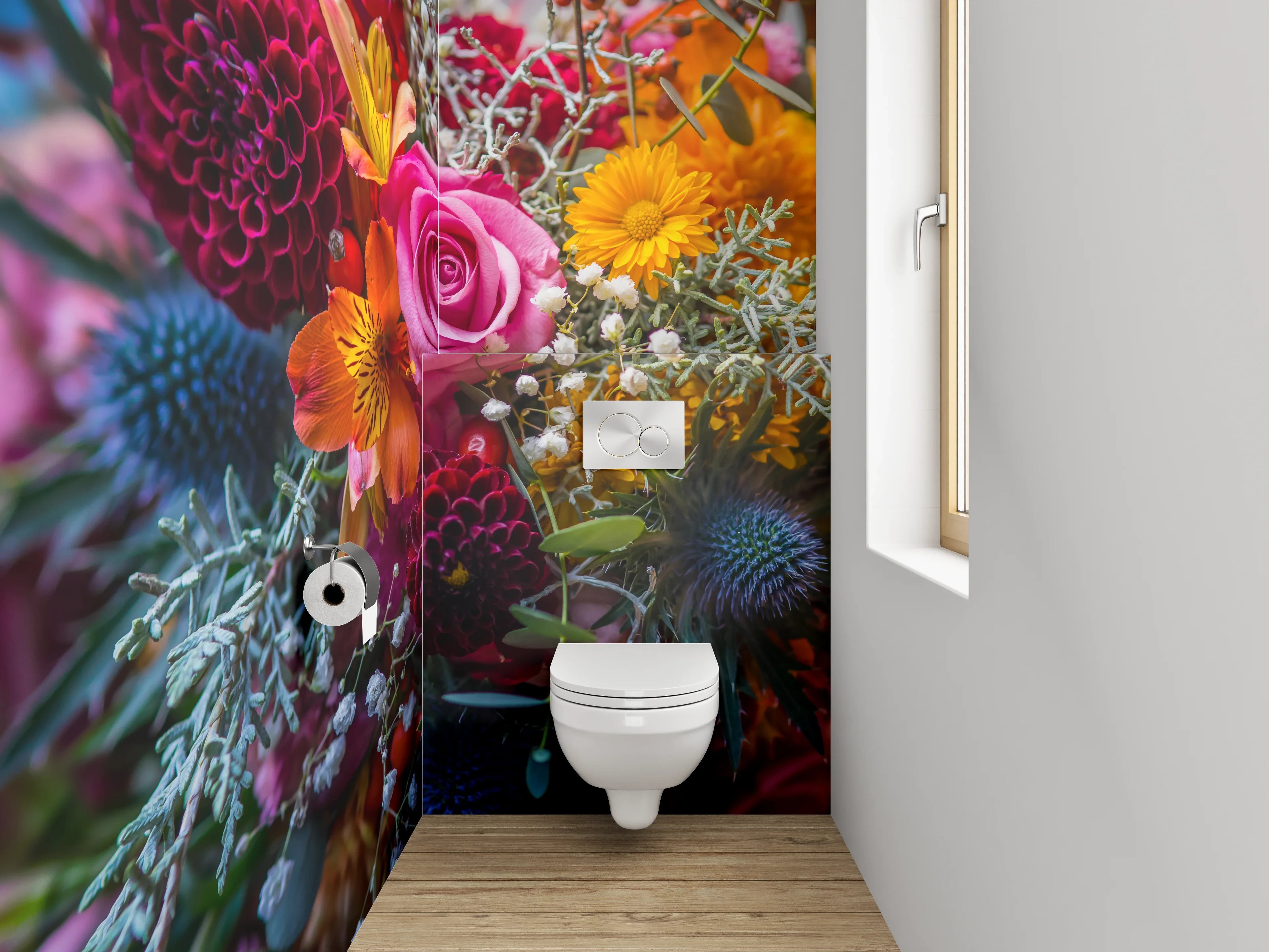WC-Rückwand - Bunter Blumenstrauß Nahaufnahme