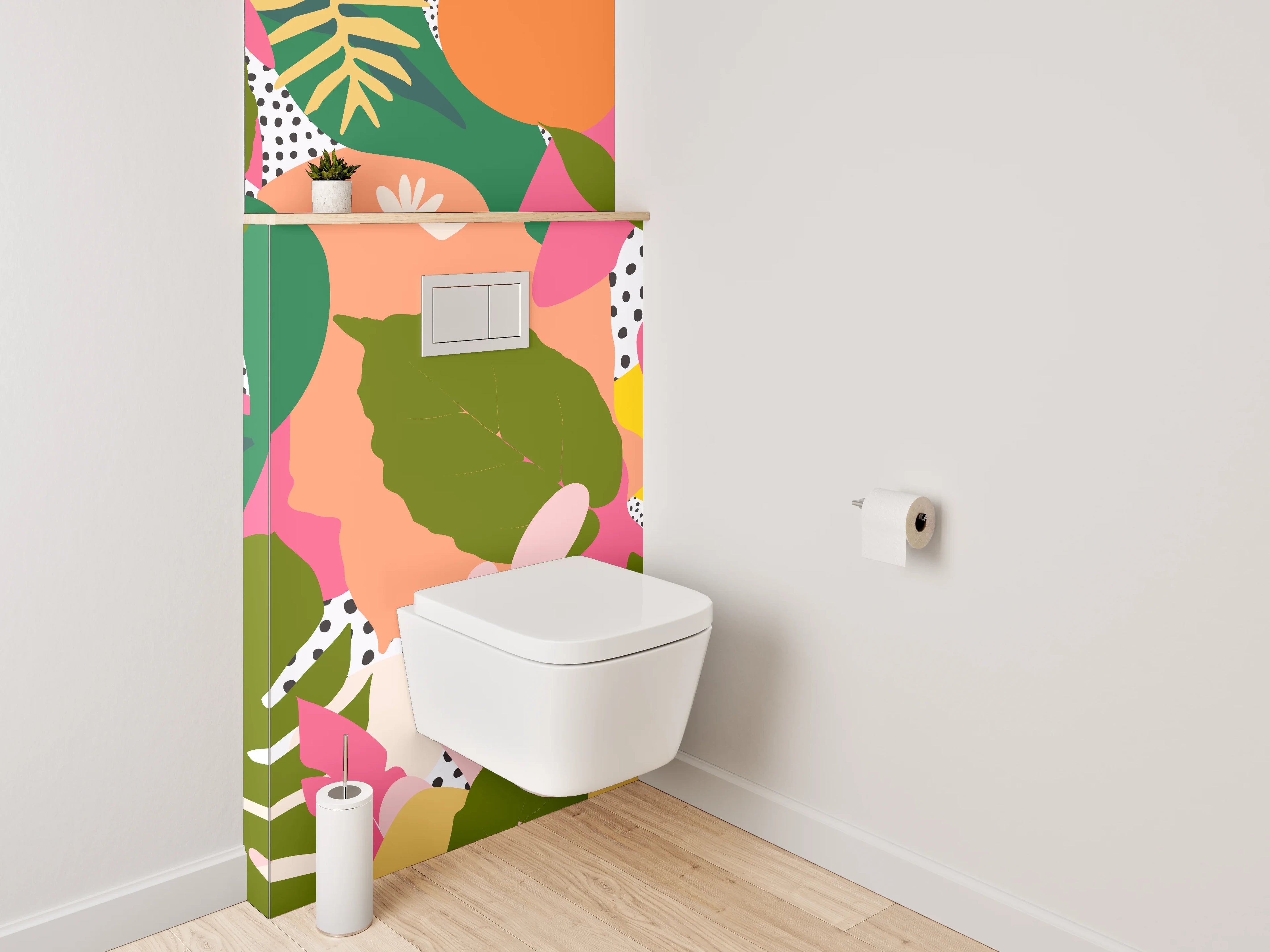WC-Rückwand - Bunter Dschungel mit exotischen Papageien