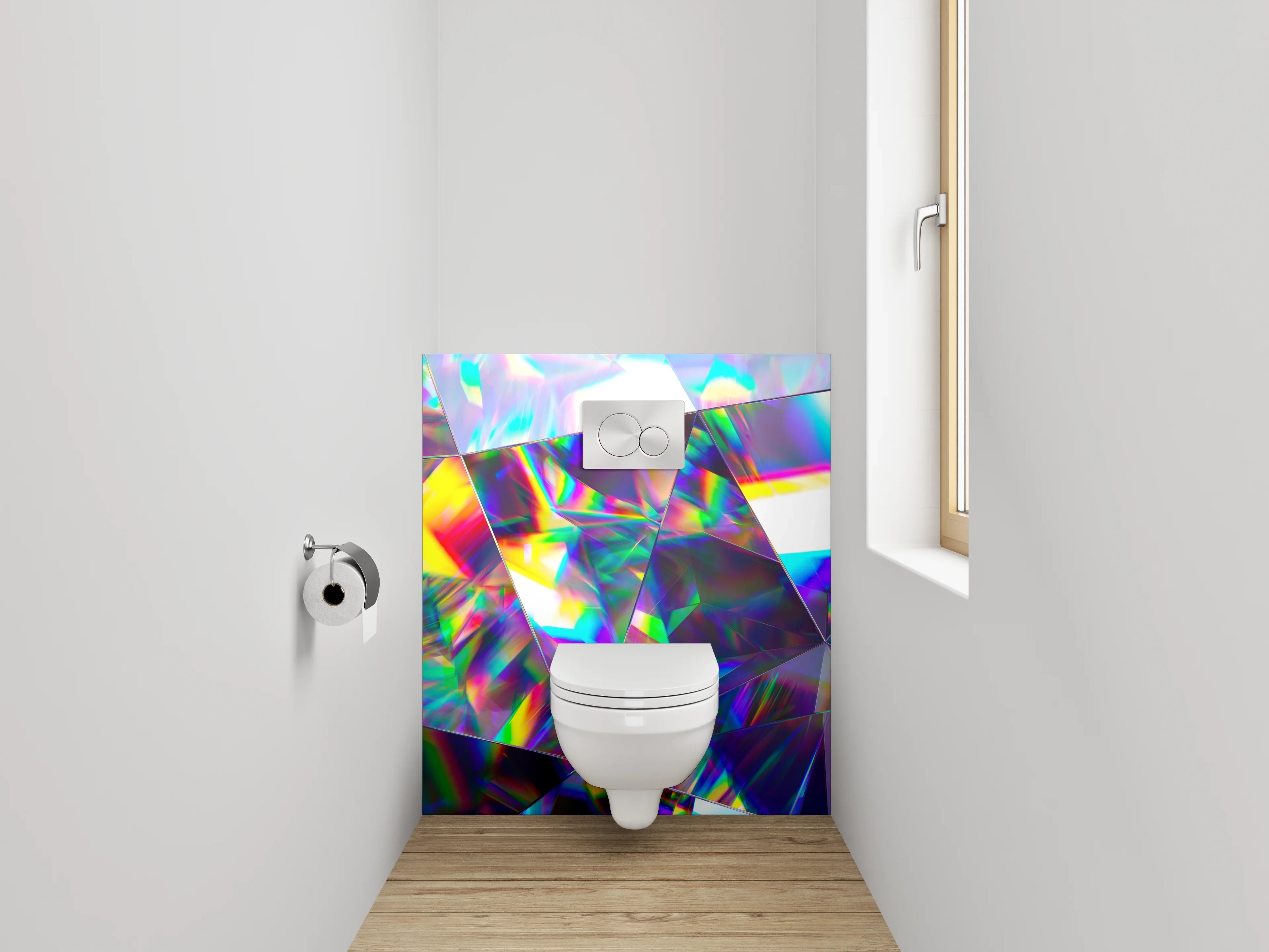 WC-Rückwand - Bunter Prisma-Kristall Abstrakt