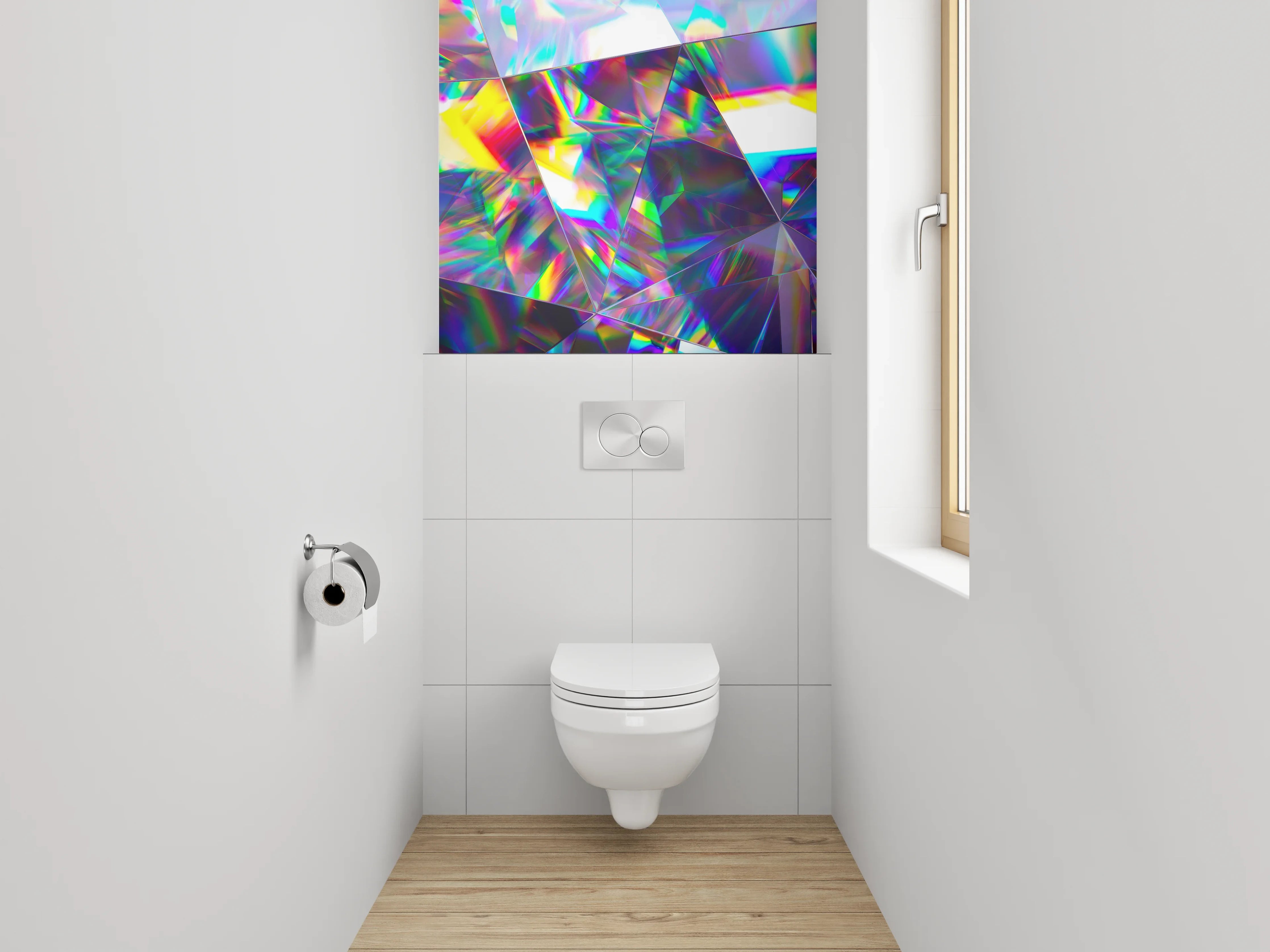 WC-Rückwand - Bunter Prisma-Kristall Abstrakt