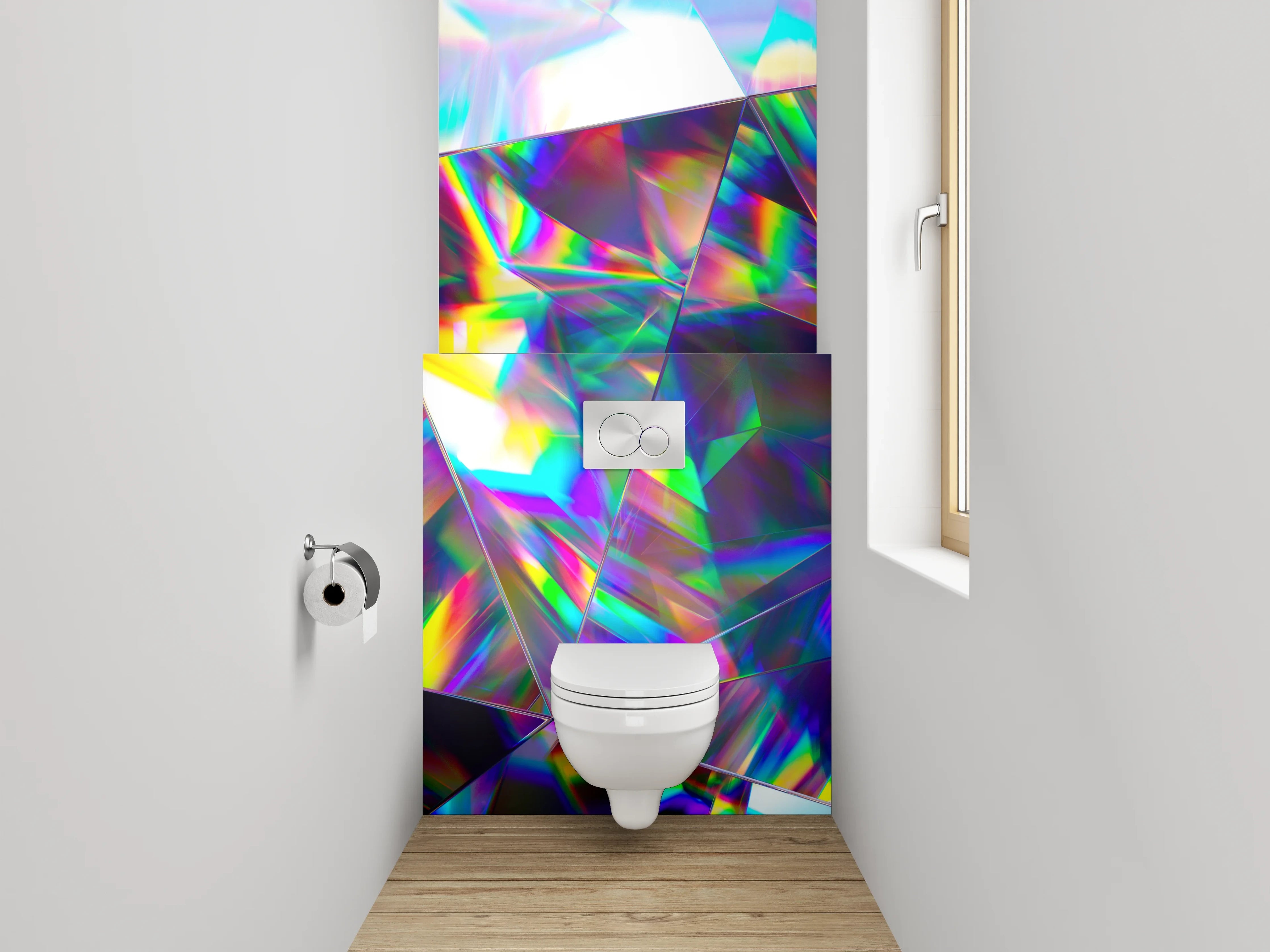 WC-Rückwand - Bunter Prisma-Kristall Abstrakt