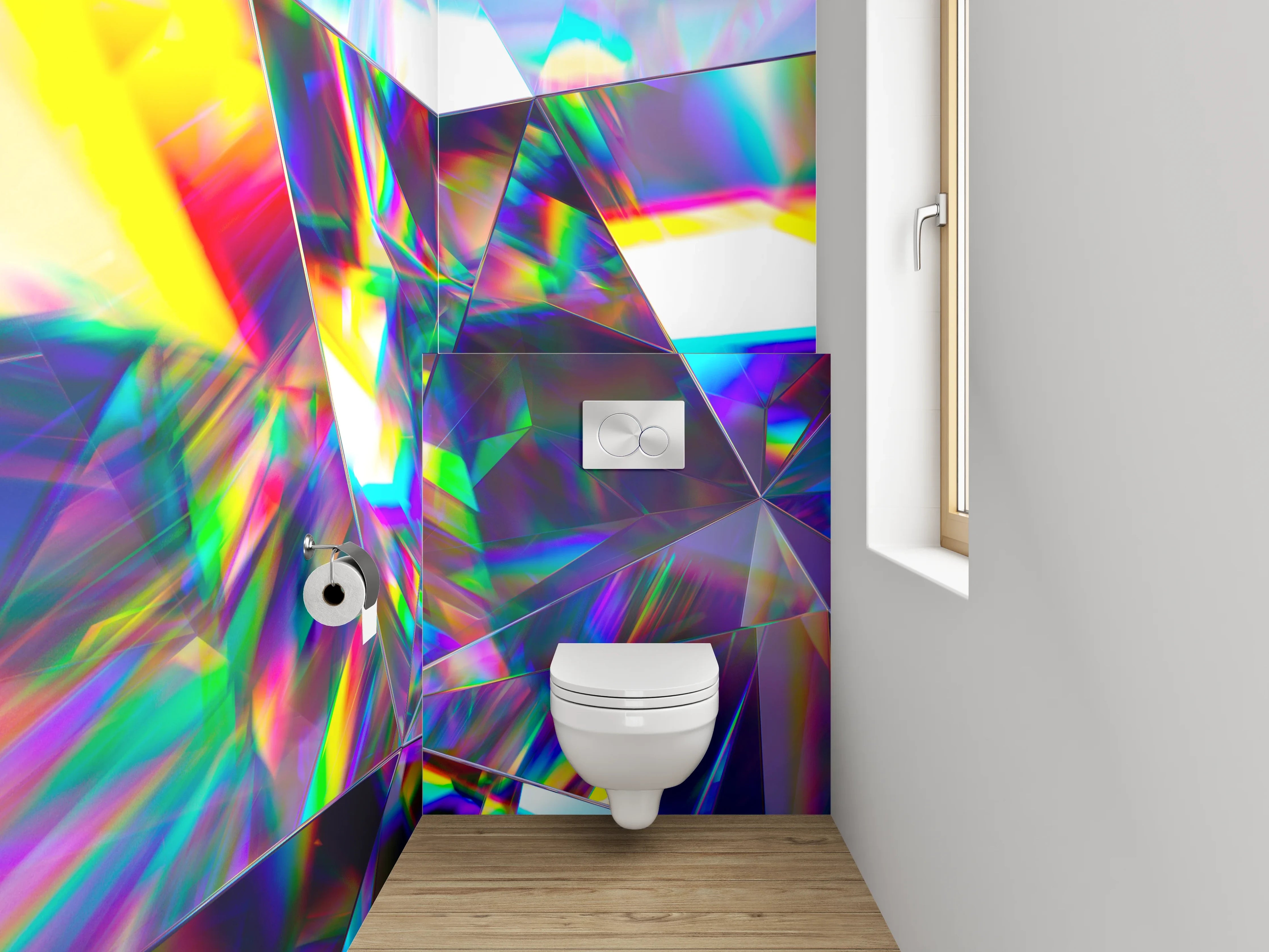 WC-Rückwand - Bunter Prisma-Kristall Abstrakt