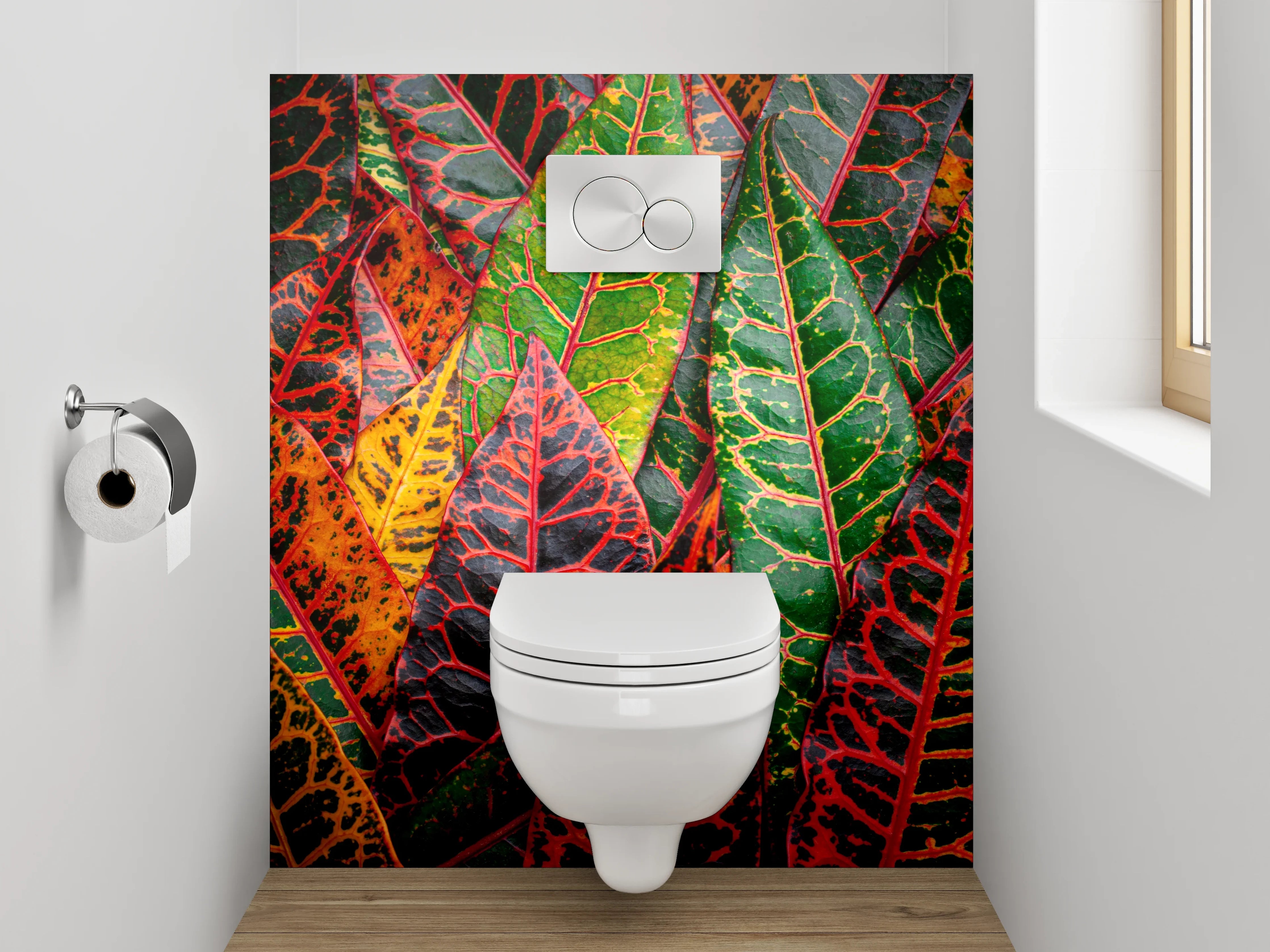 WC-Rückwand - Buntes Blattmuster Herbstfarben