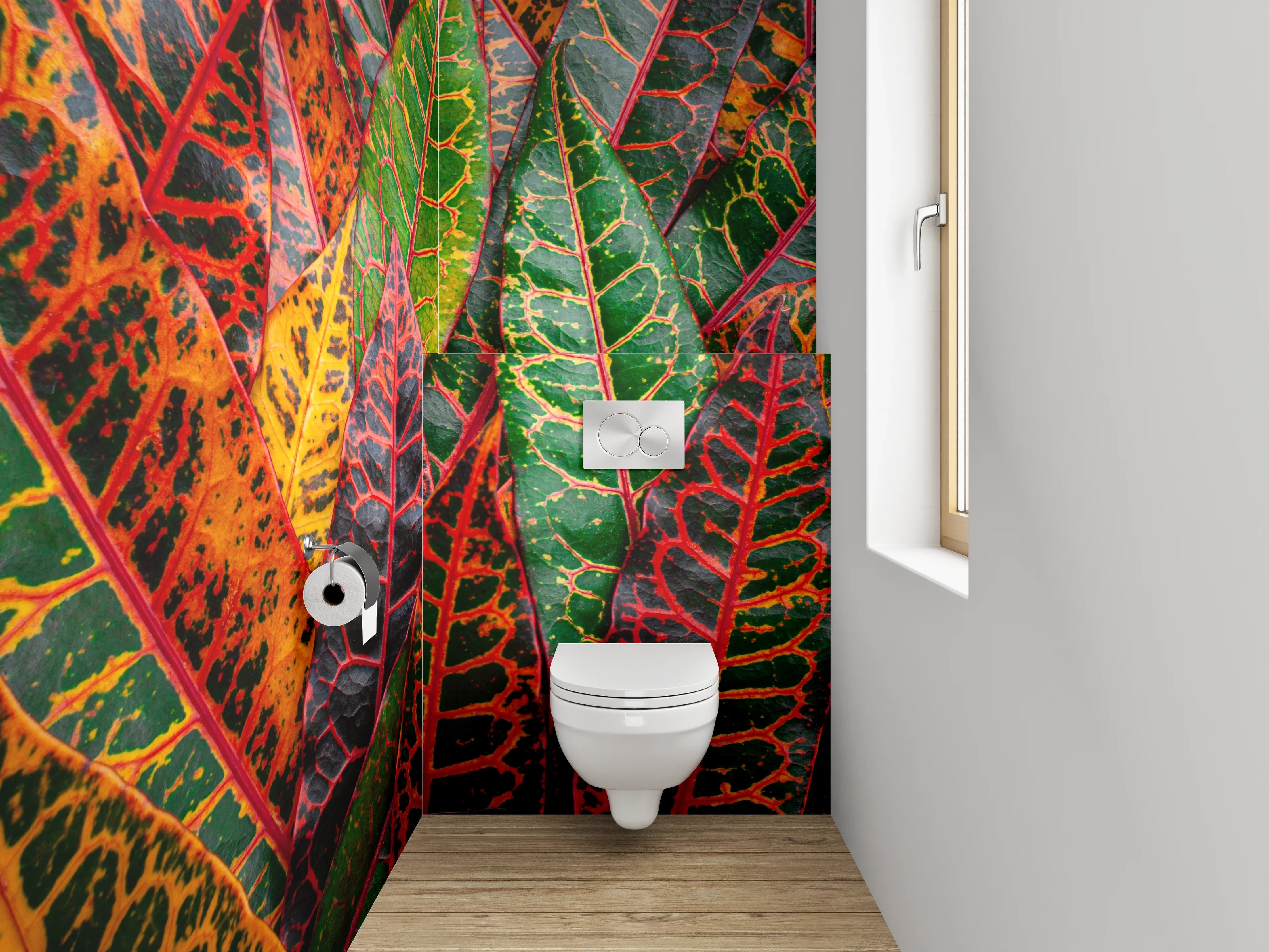 WC-Rückwand - Buntes Blattmuster Herbstfarben