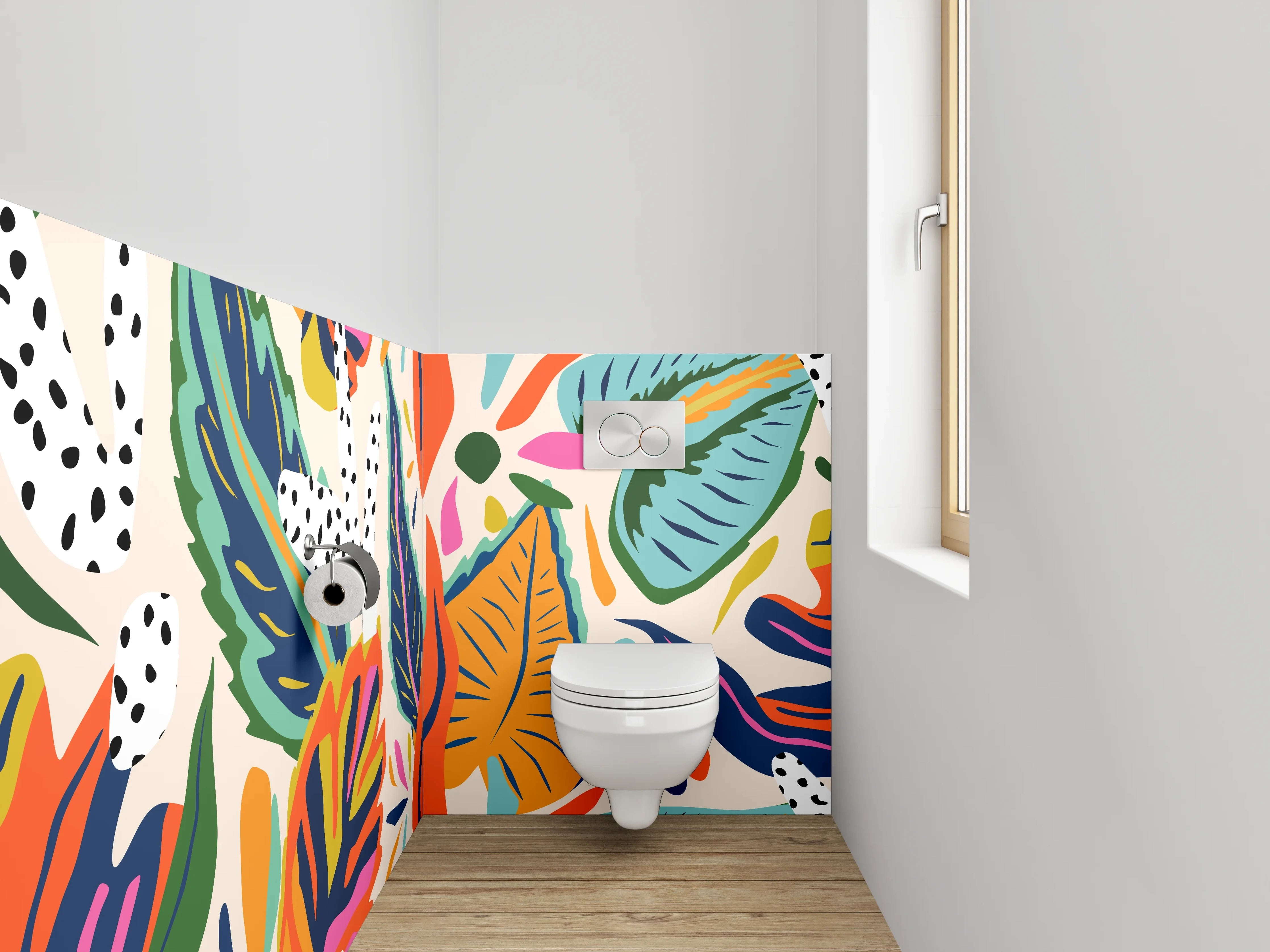 WC-Rückwand - Buntes Dschungel-Muster Design