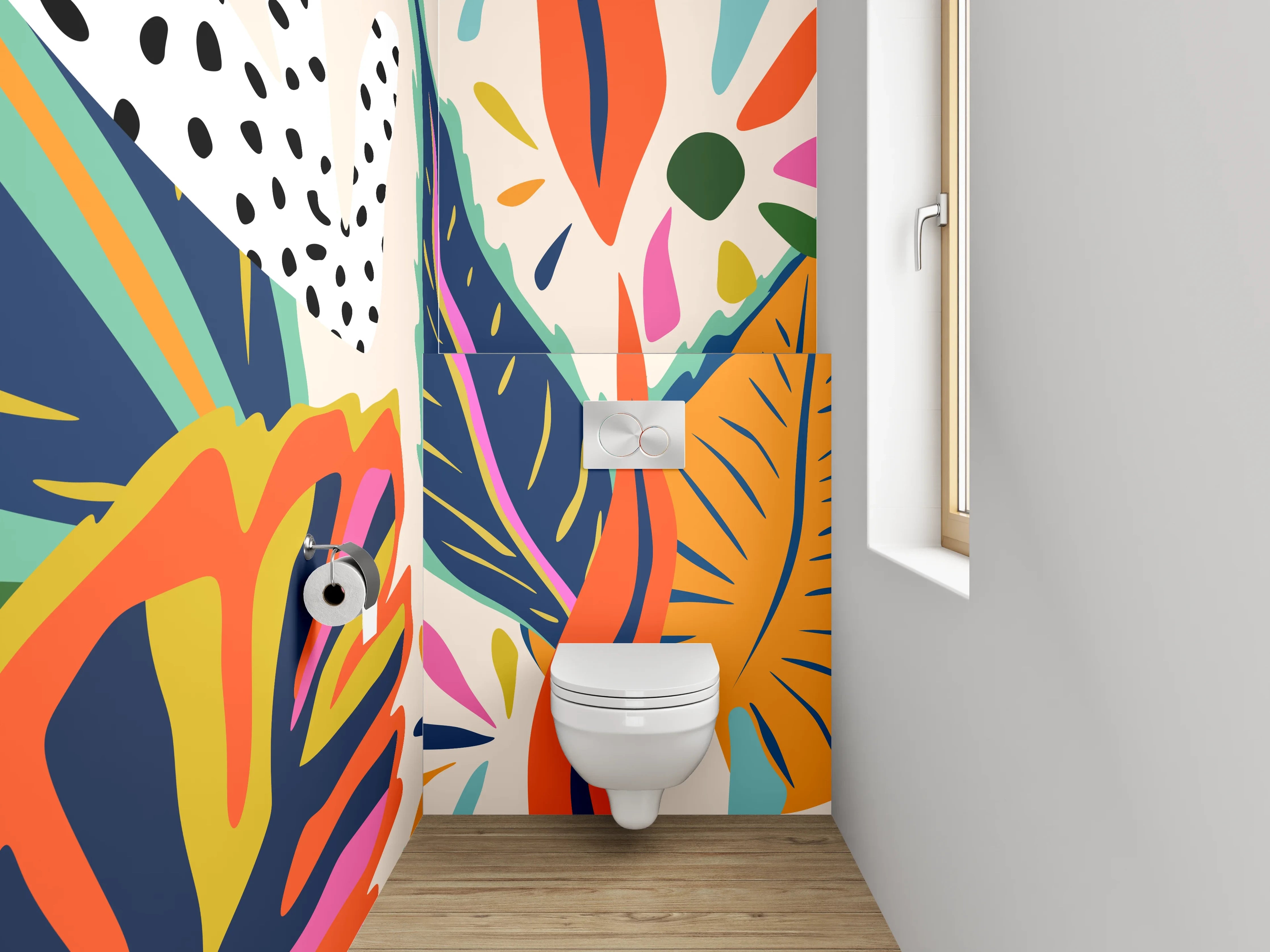 WC-Rückwand - Buntes Dschungel-Muster Design