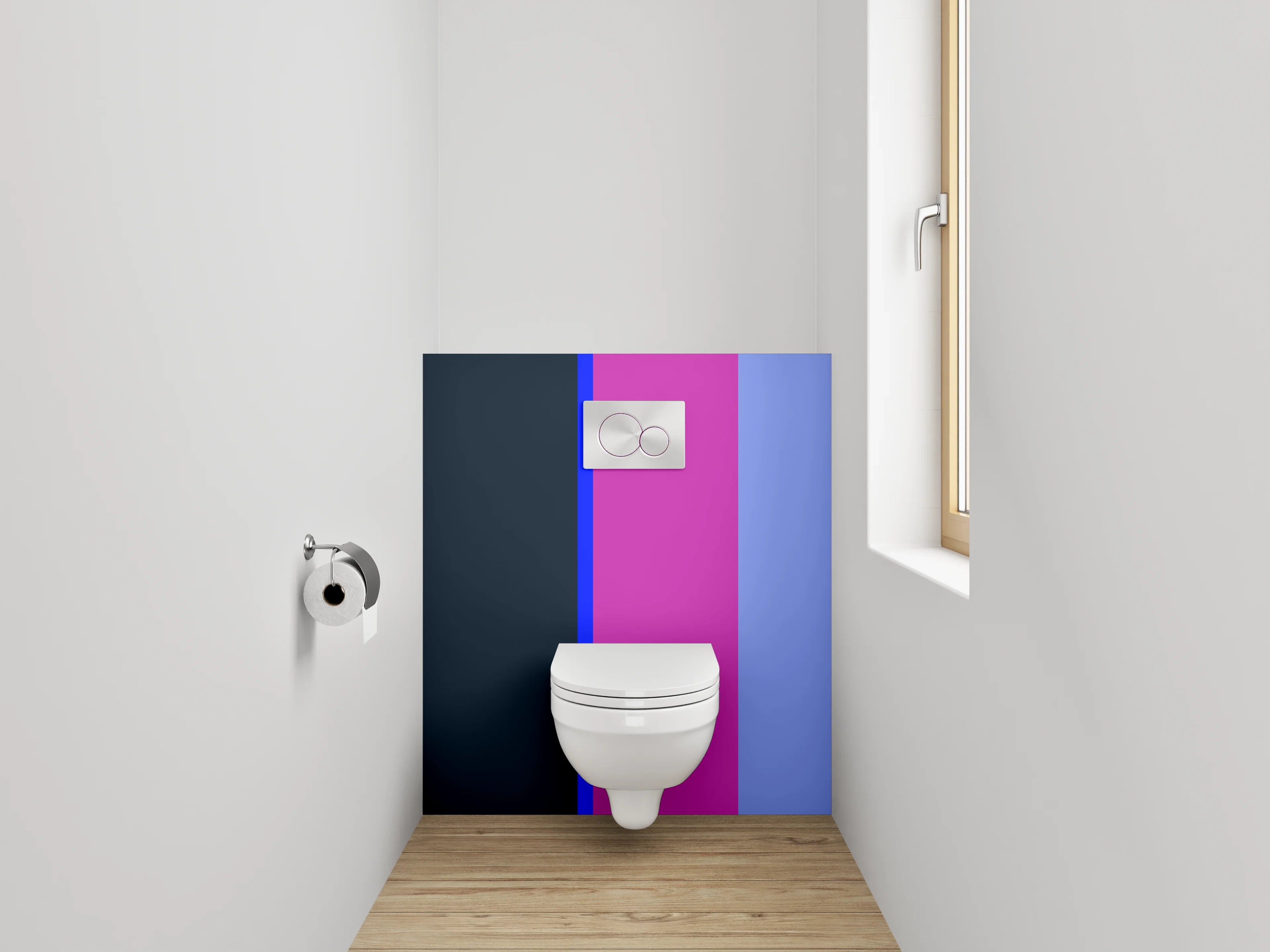 WC-Rückwand - Buntes Farbdesign mit Blau, Violett und Dunkelblau