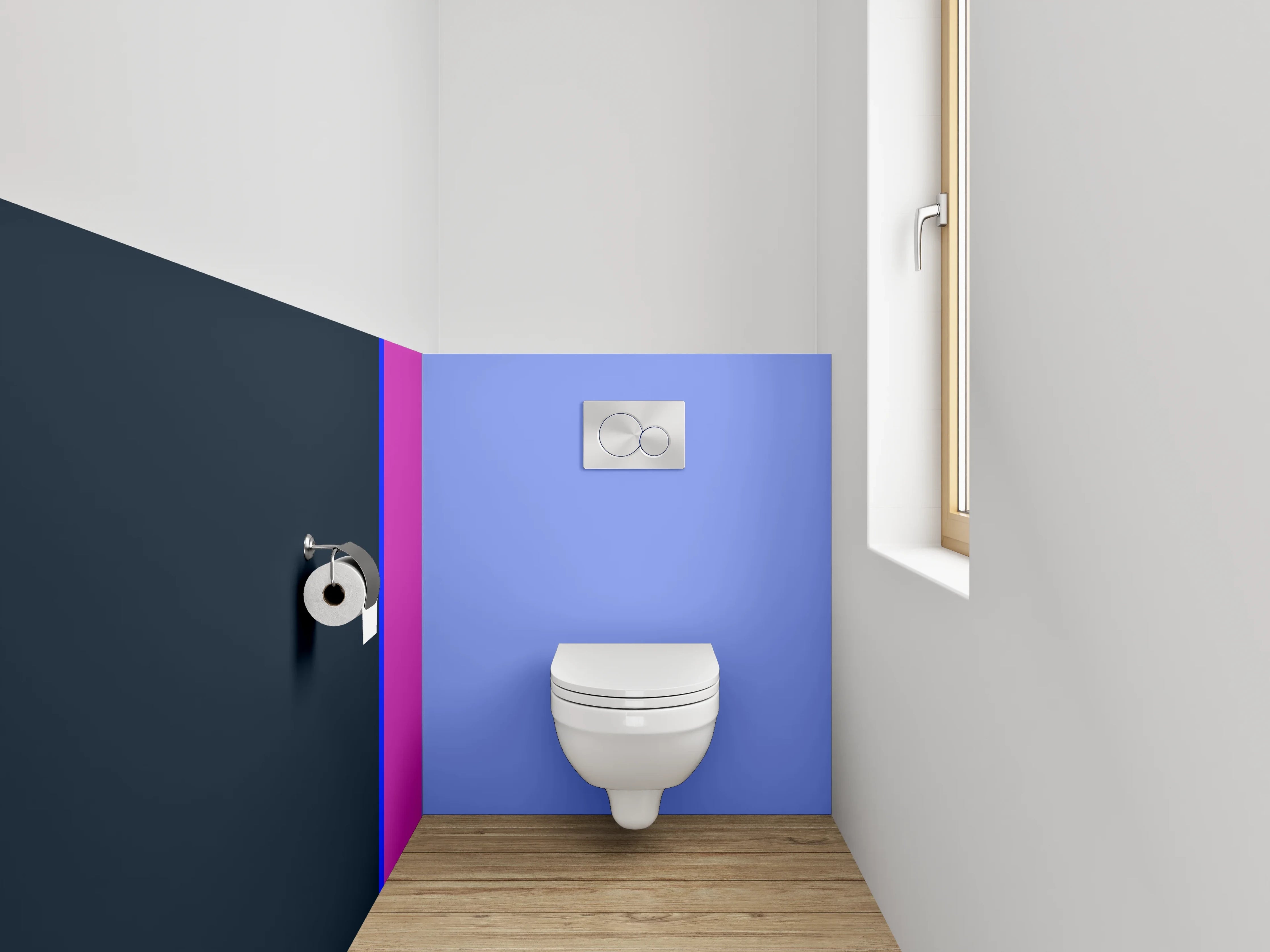 WC-Rückwand - Buntes Farbdesign mit Blau, Violett und Dunkelblau