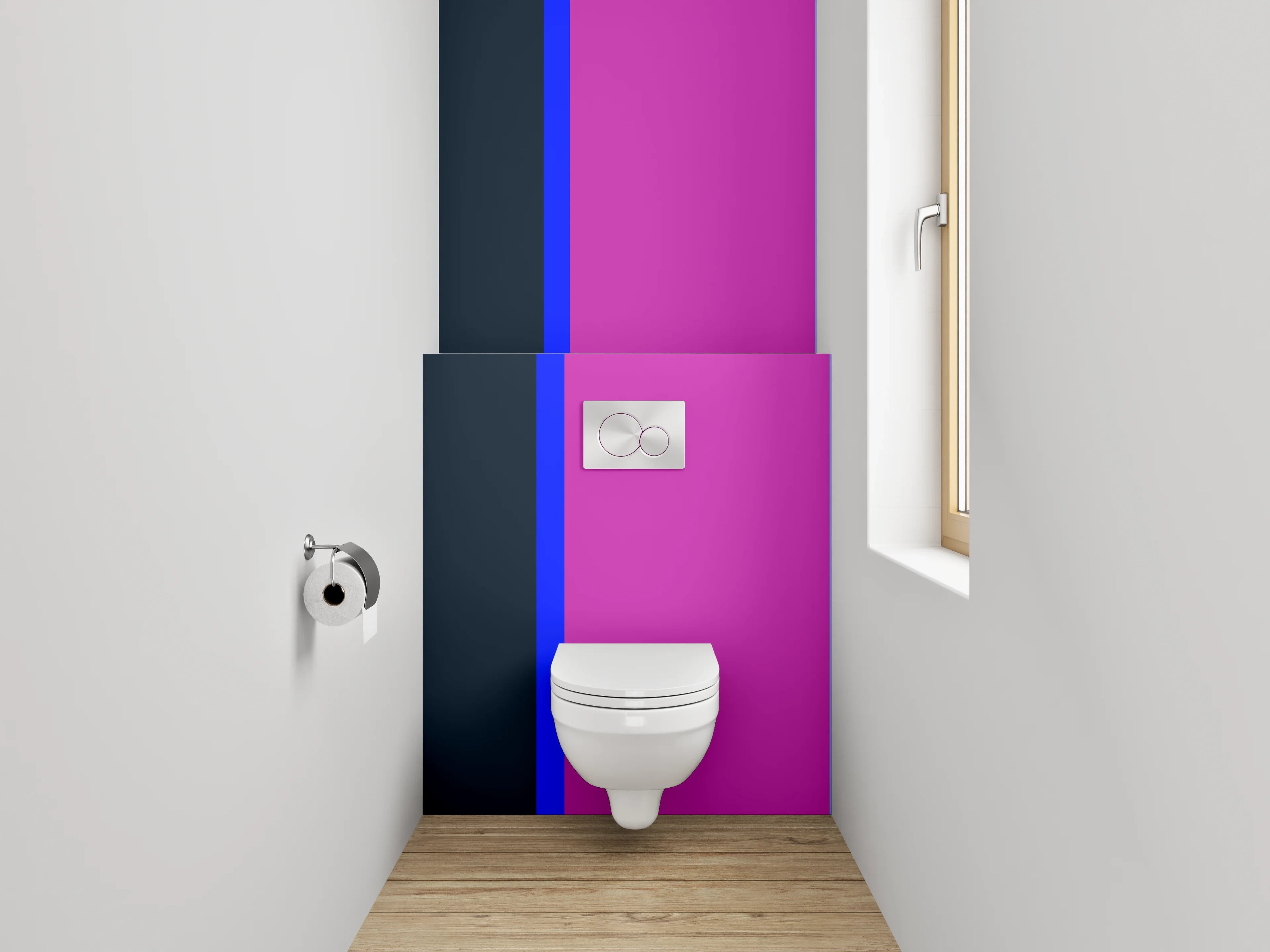 WC-Rückwand - Buntes Farbdesign mit Blau, Violett und Dunkelblau