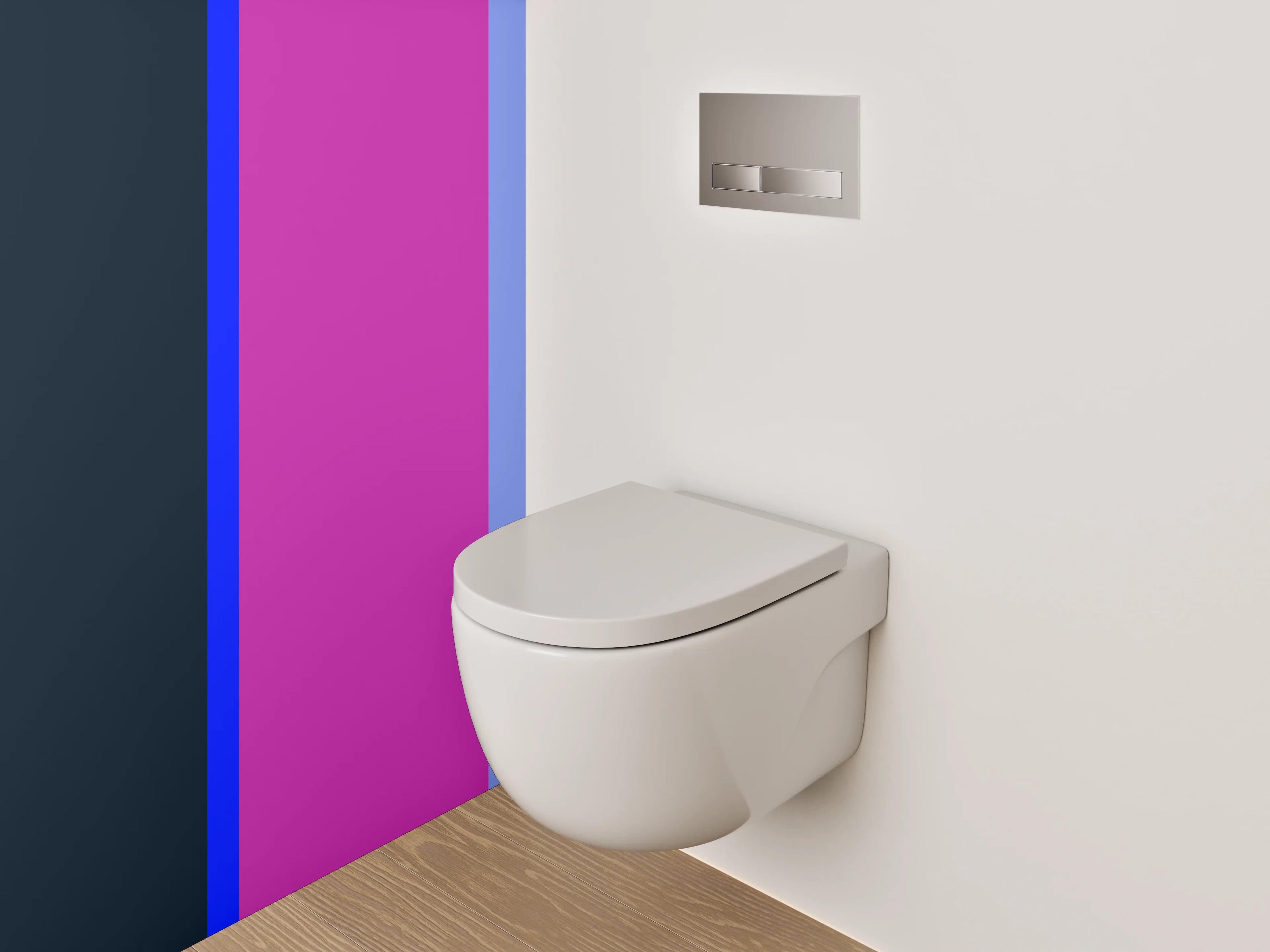 WC-Rückwand - Buntes Farbdesign mit Blau, Violett und Dunkelblau