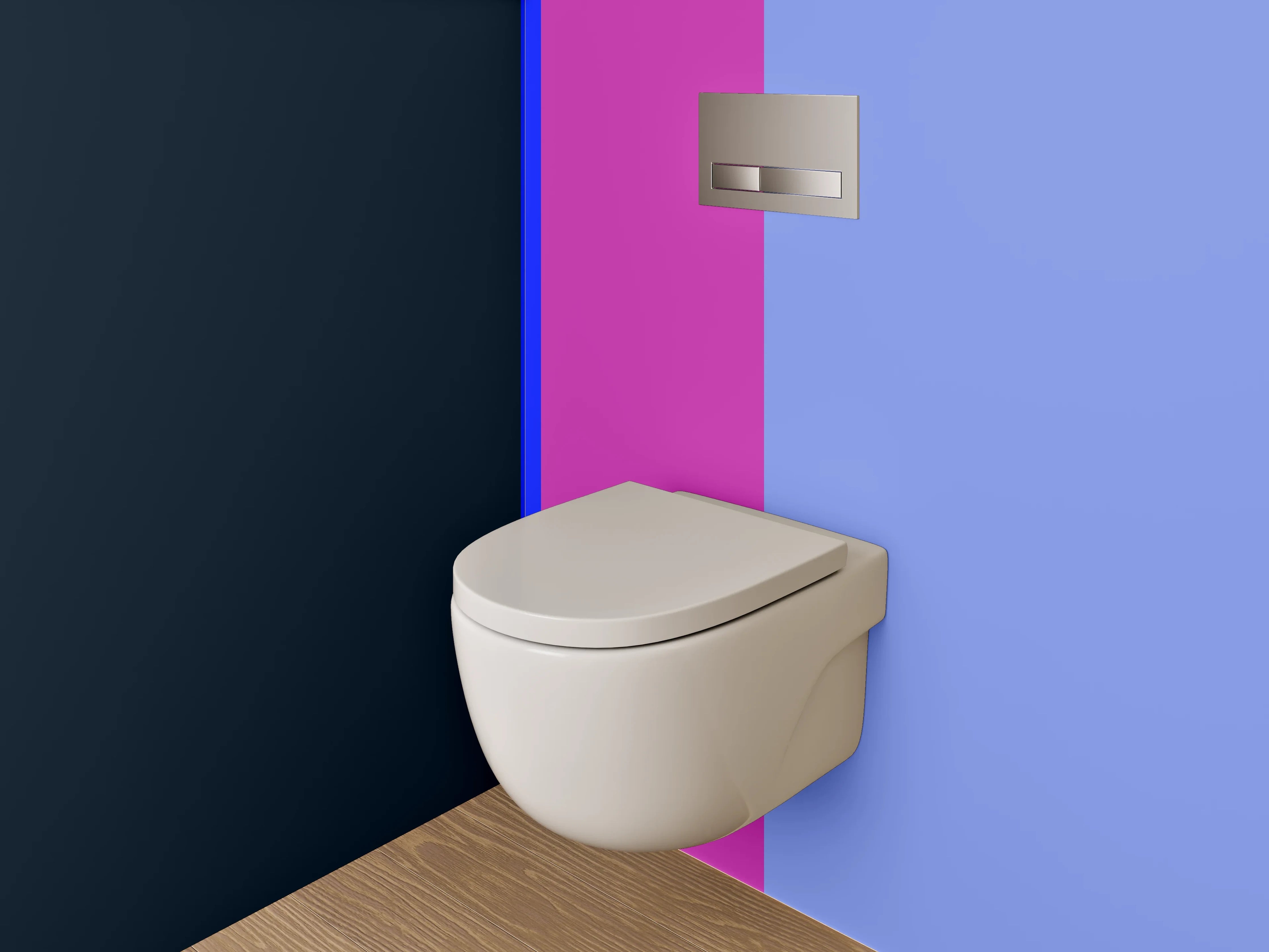 WC-Rückwand - Buntes Farbdesign mit Blau, Violett und Dunkelblau