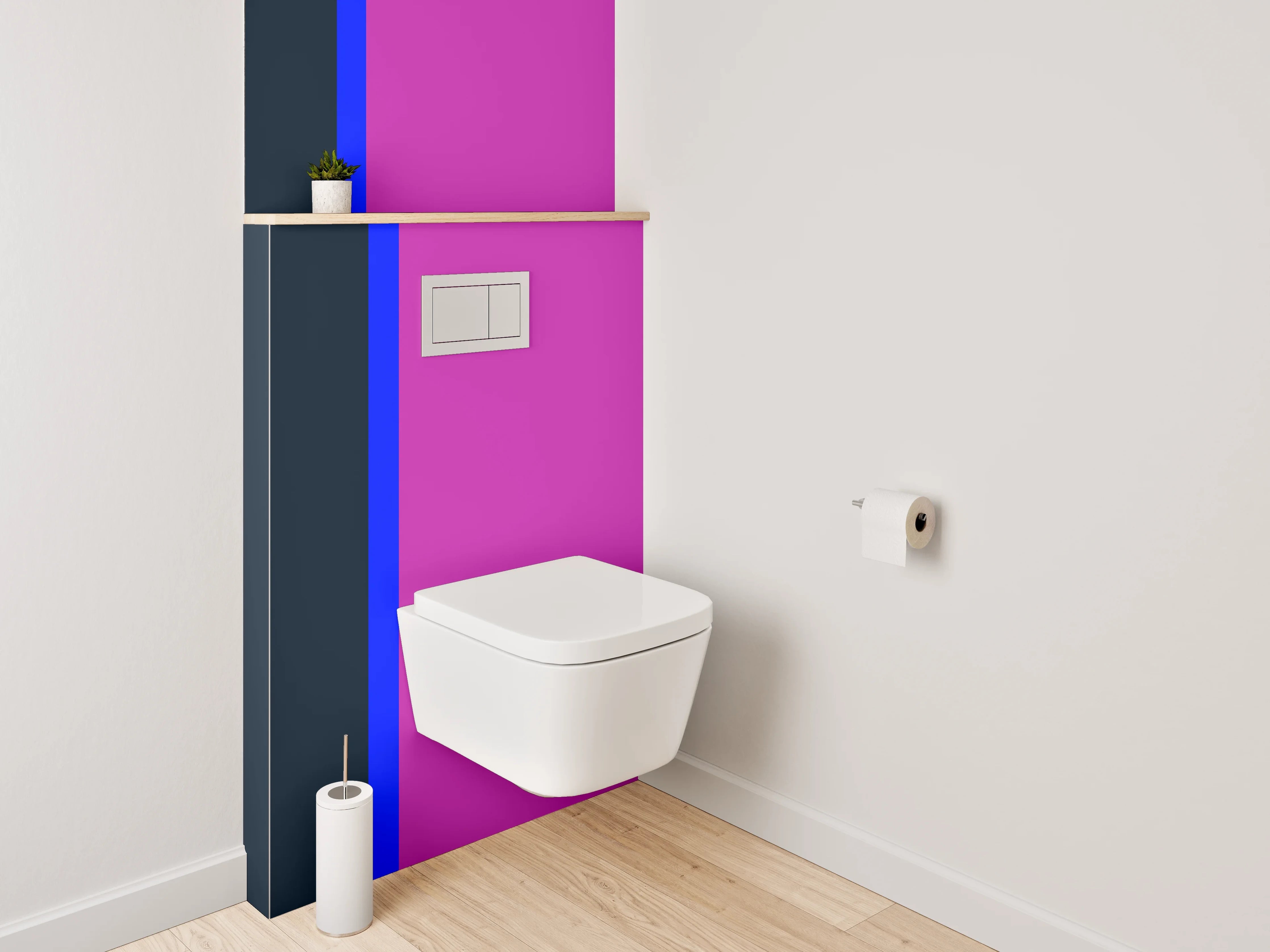 WC-Rückwand - Buntes Farbdesign mit Blau, Violett und Dunkelblau