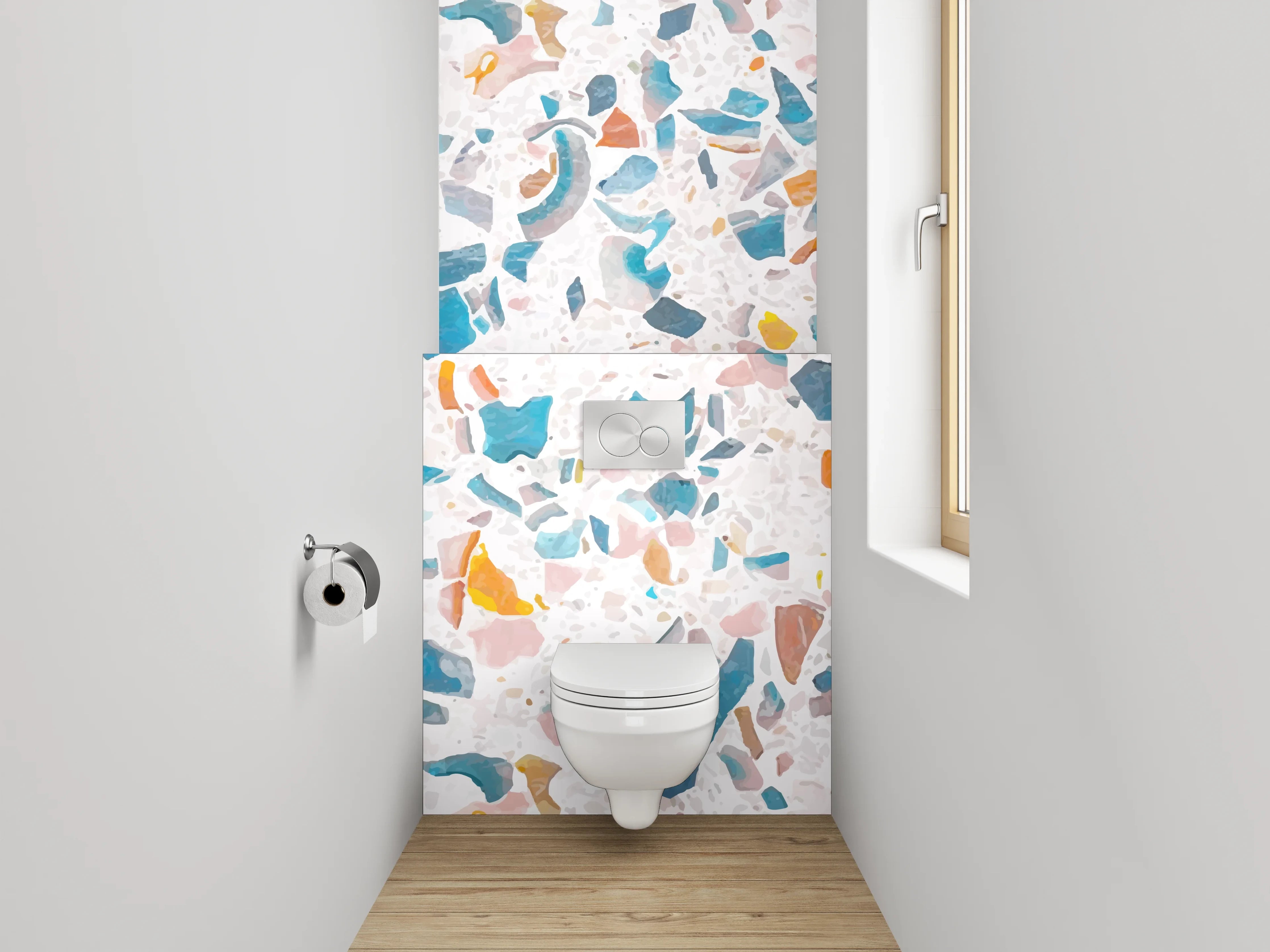 WC-Rückwand - Buntes Terrazzo-Muster Waschrückwand