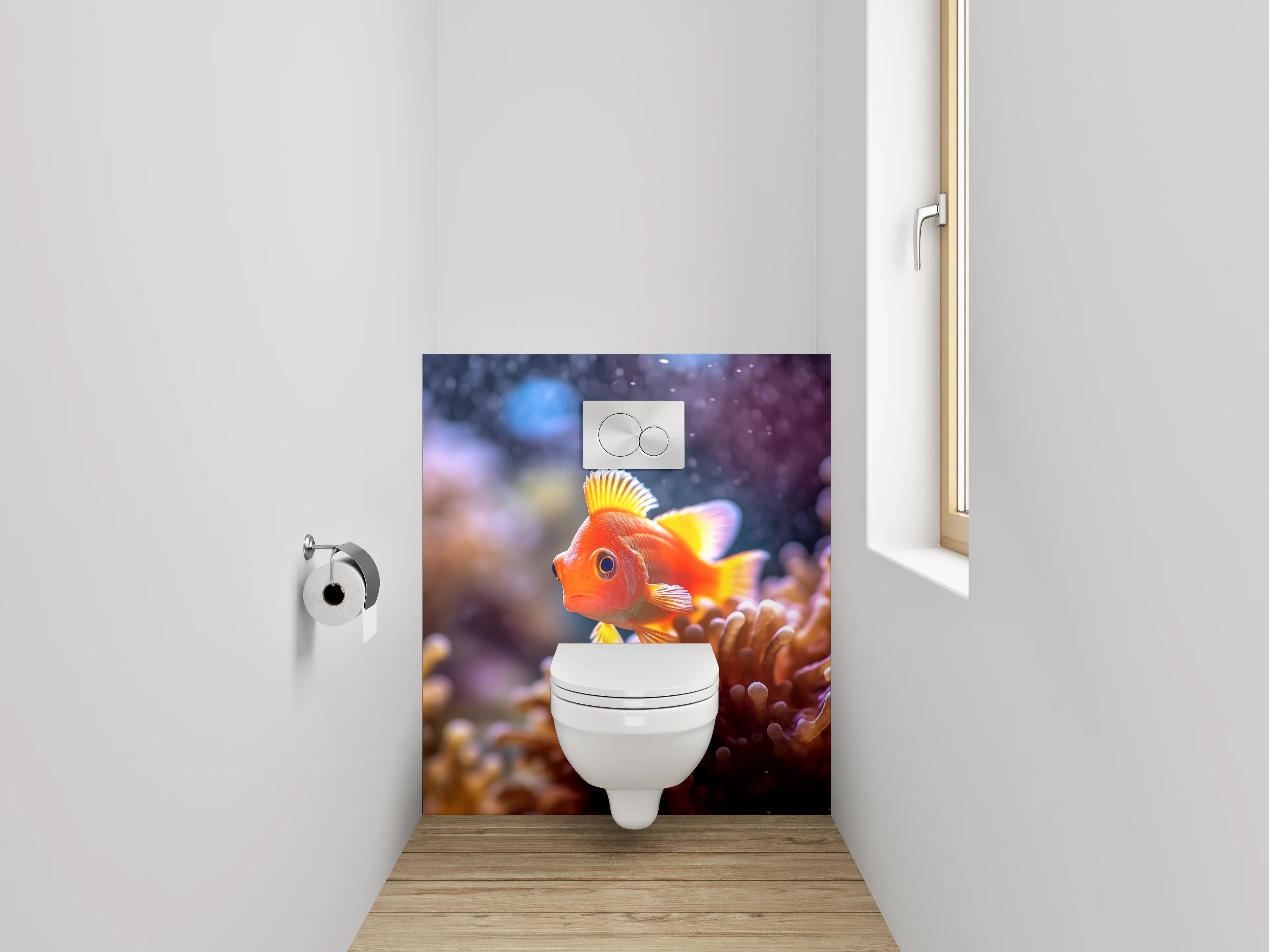 WC-Rückwand - Clownfisch im Korallenriff Meer Design