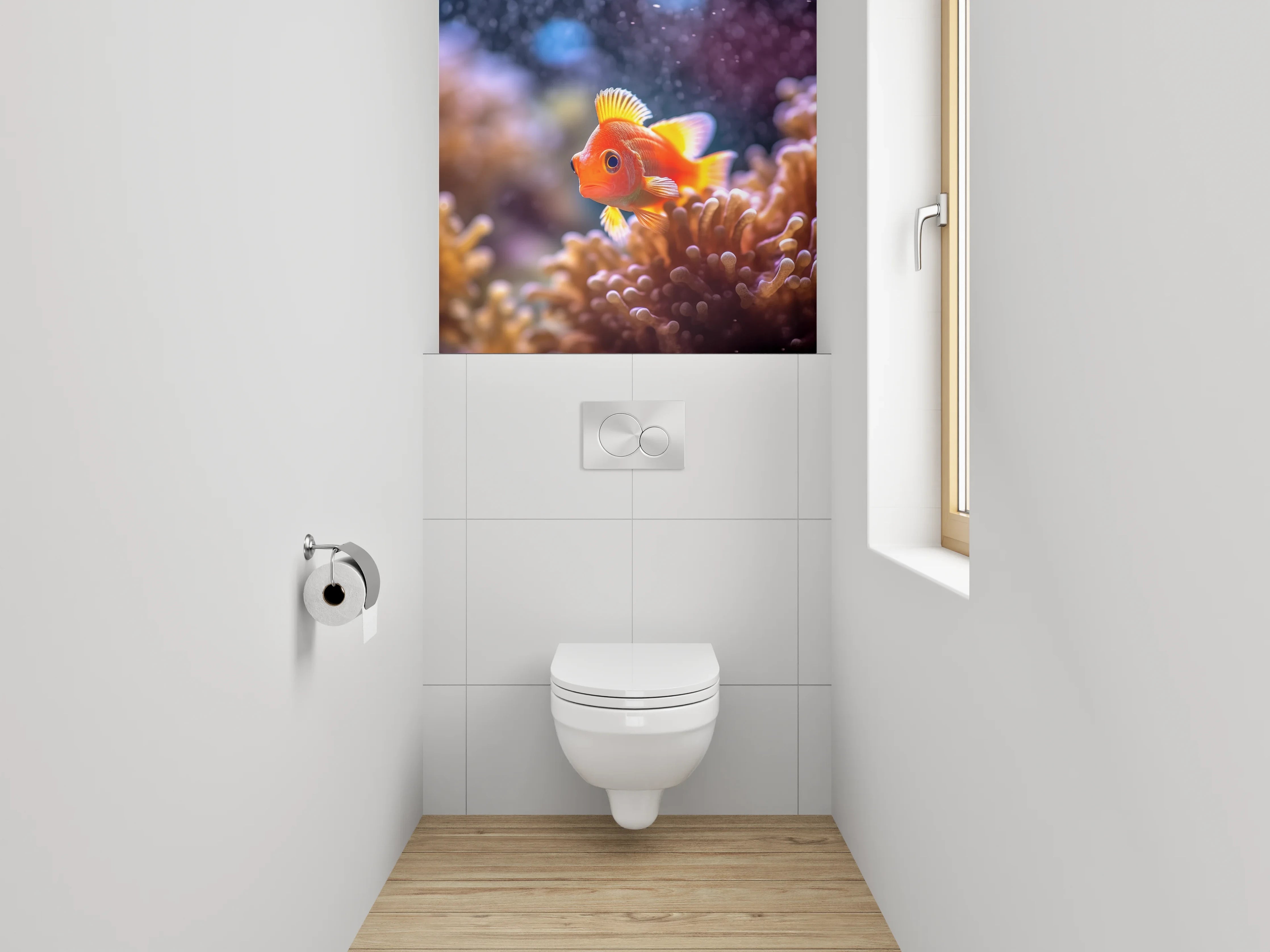 WC-Rückwand - Clownfisch im Korallenriff Meer Design