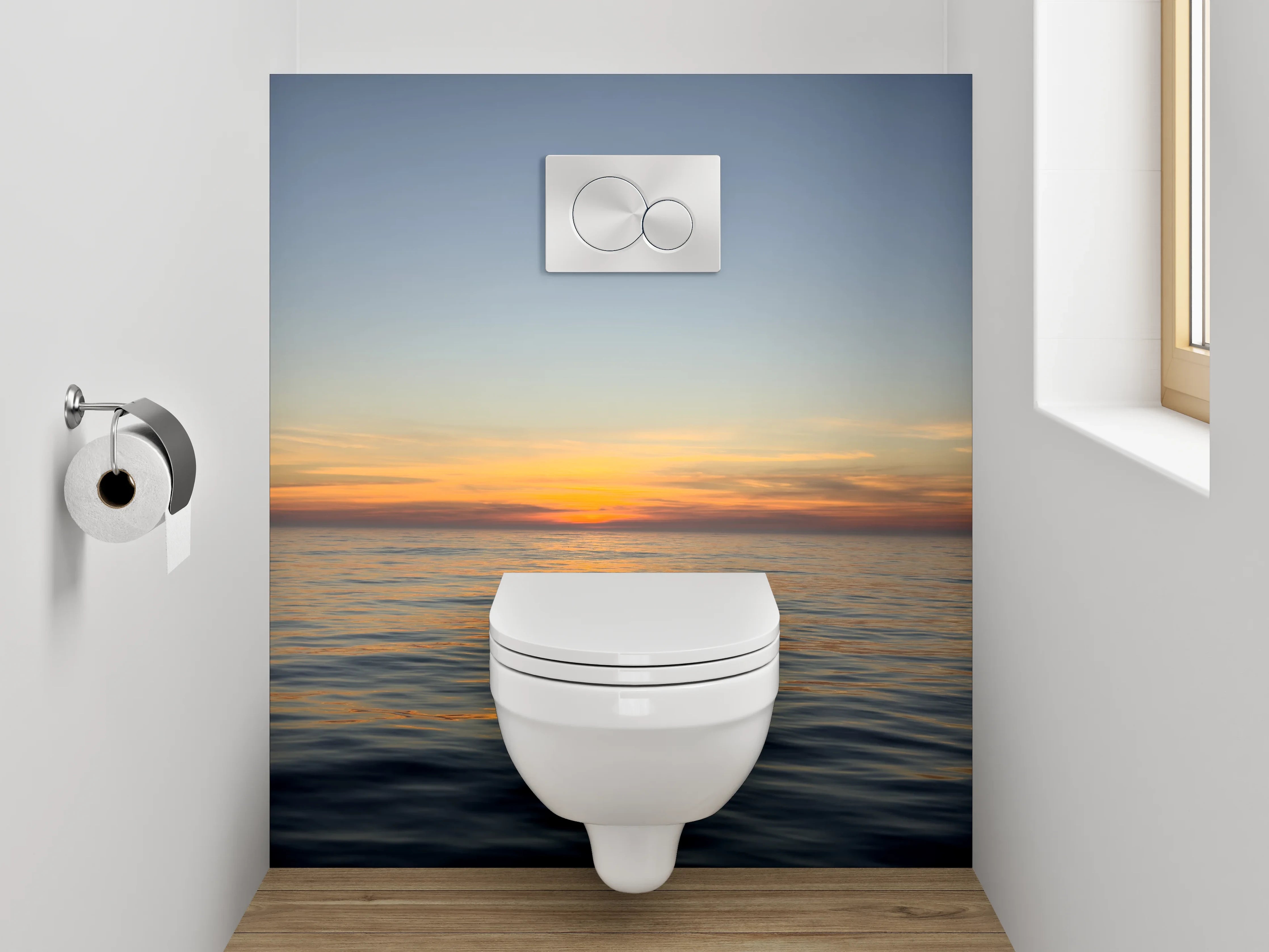 WC-Rückwand - Dämmerungsgrau auf stiller See