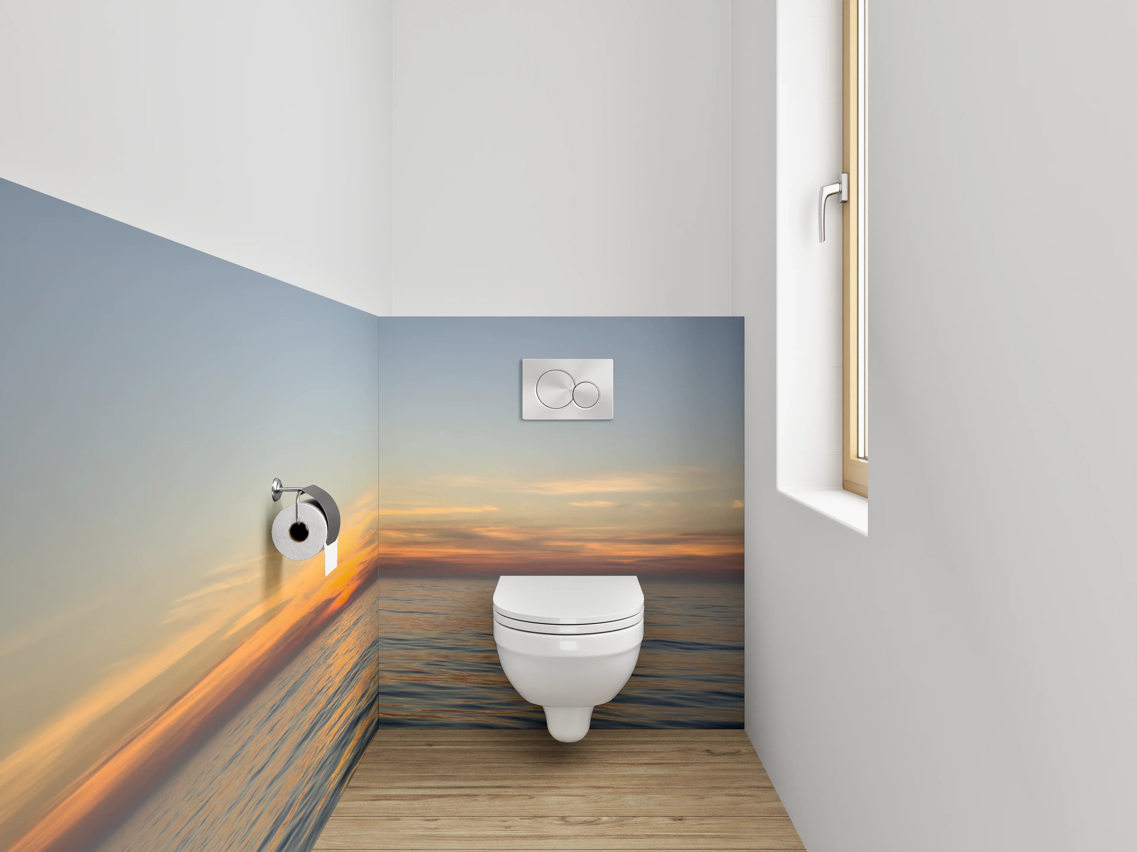 WC-Rückwand - Dämmerungsgrau auf stiller See