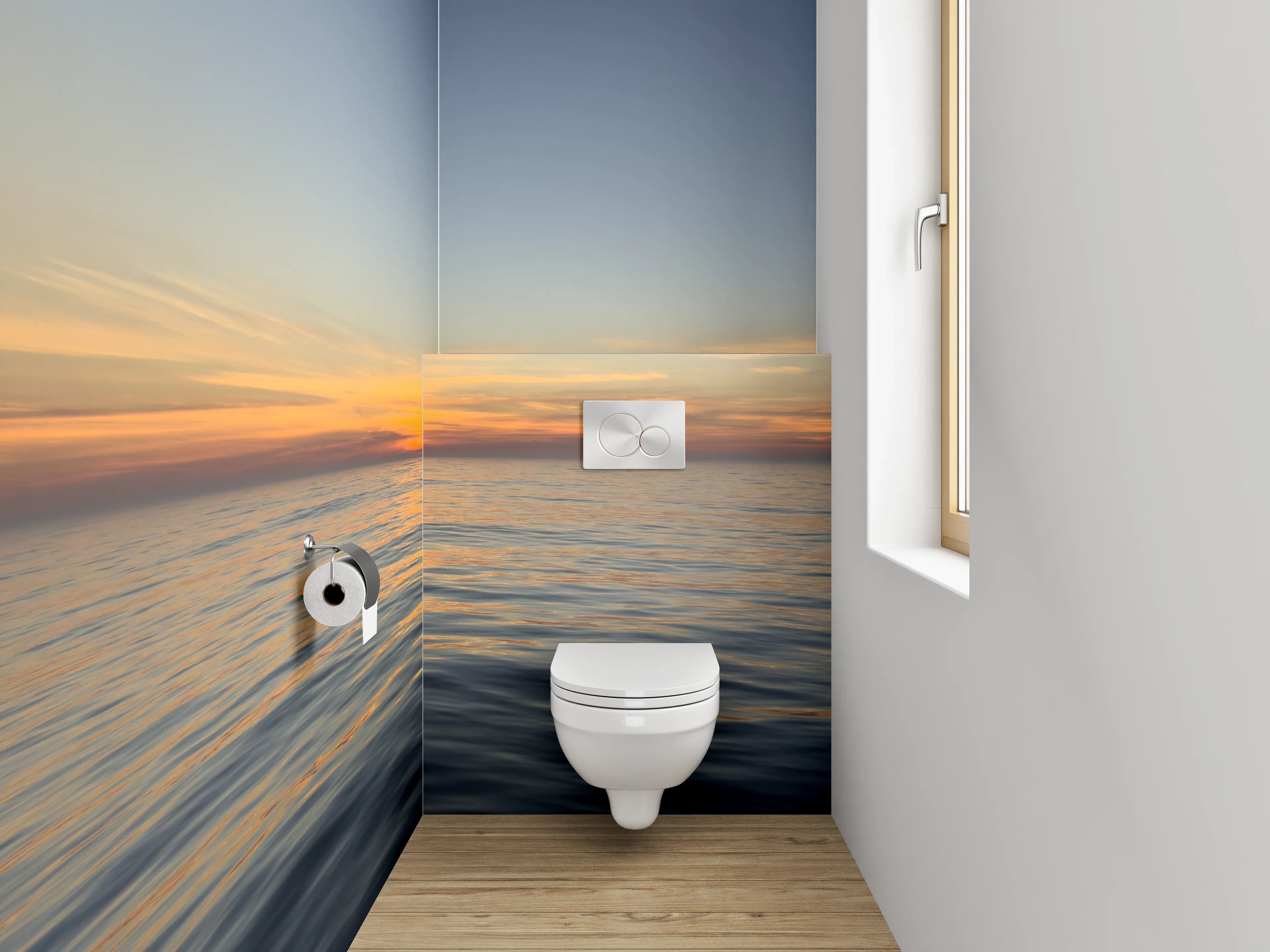 WC-Rückwand - Dämmerungsgrau auf stiller See
