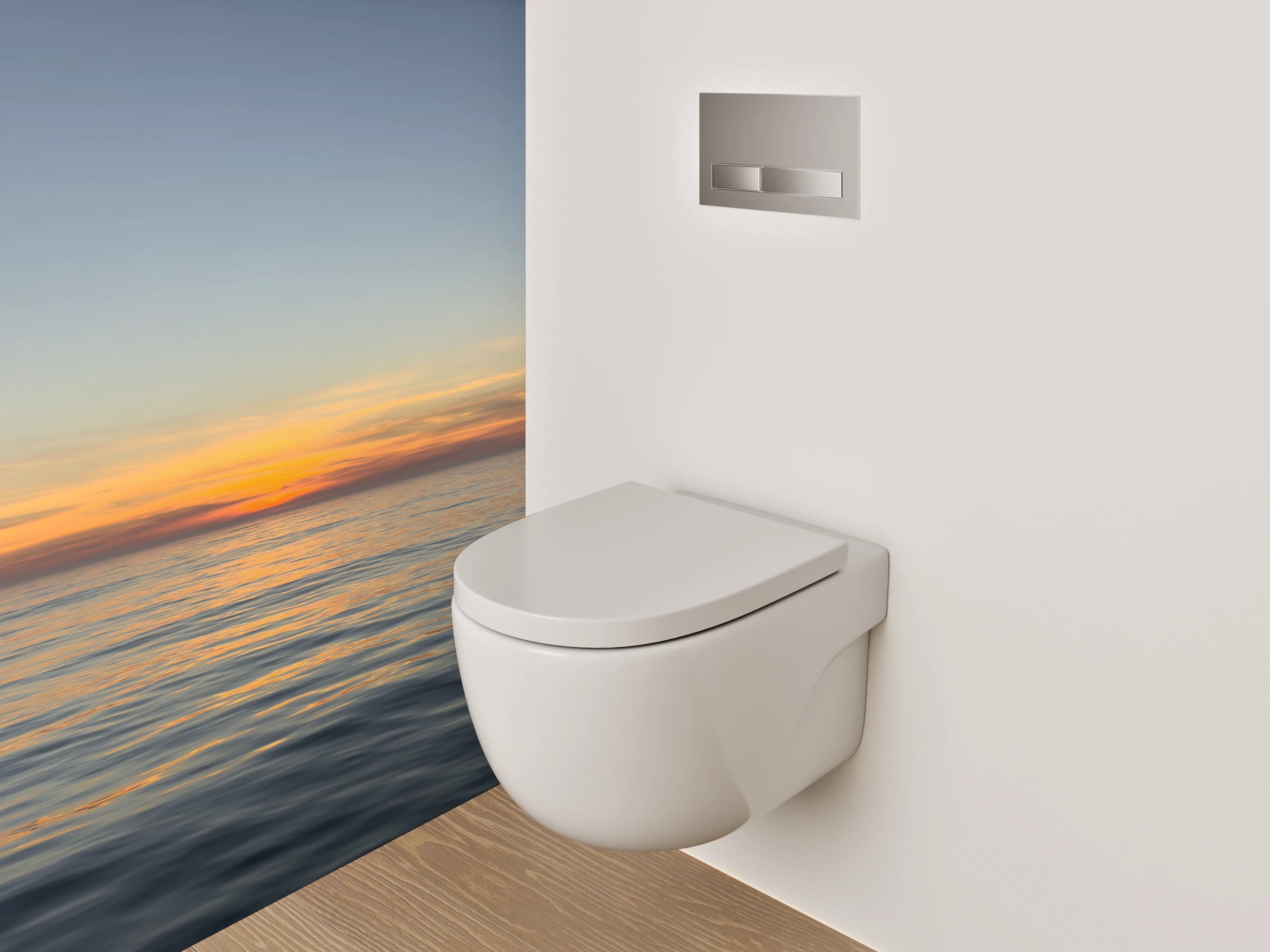 WC-Rückwand - Dämmerungsgrau auf stiller See