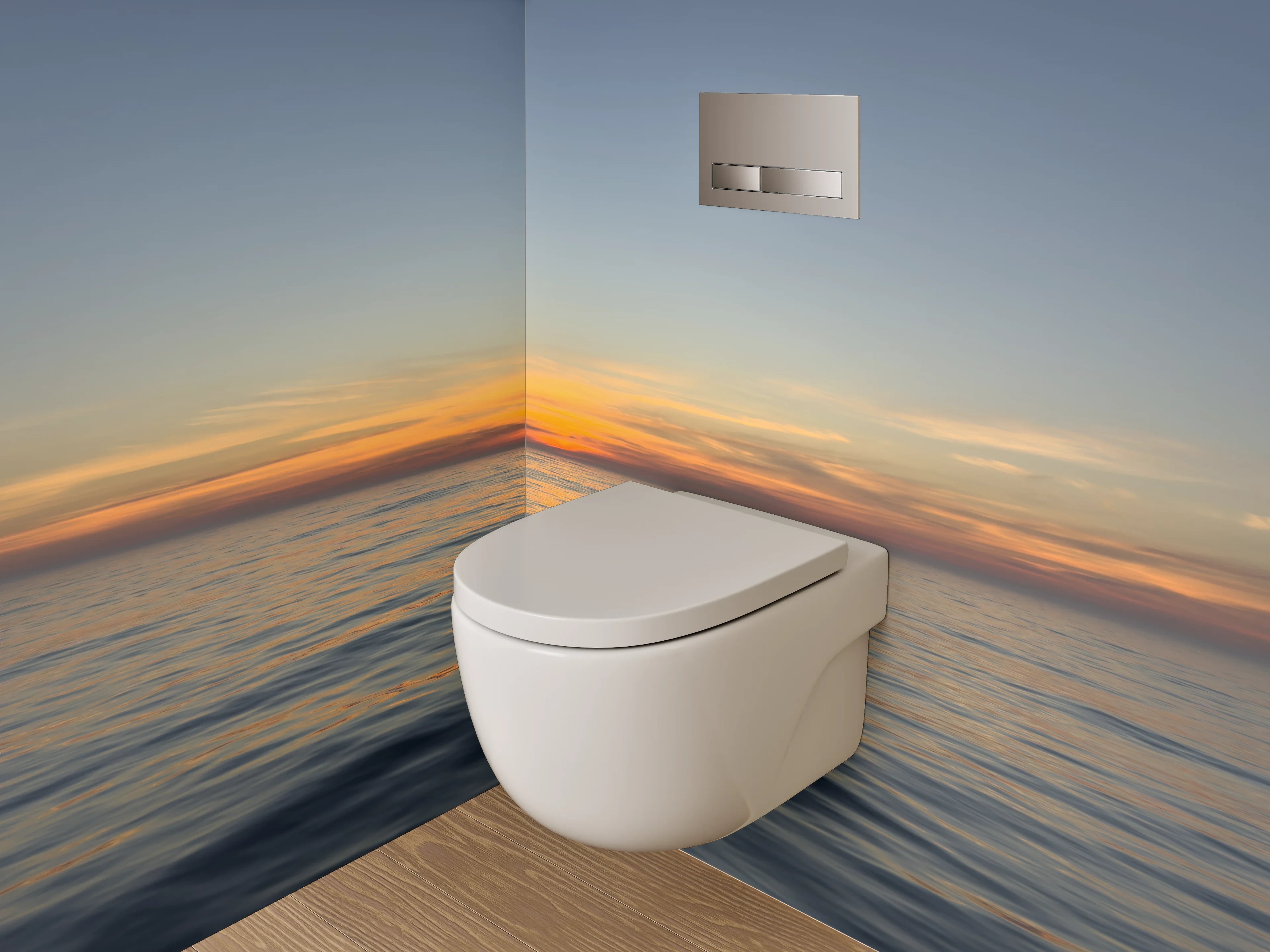 WC-Rückwand - Dämmerungsgrau auf stiller See