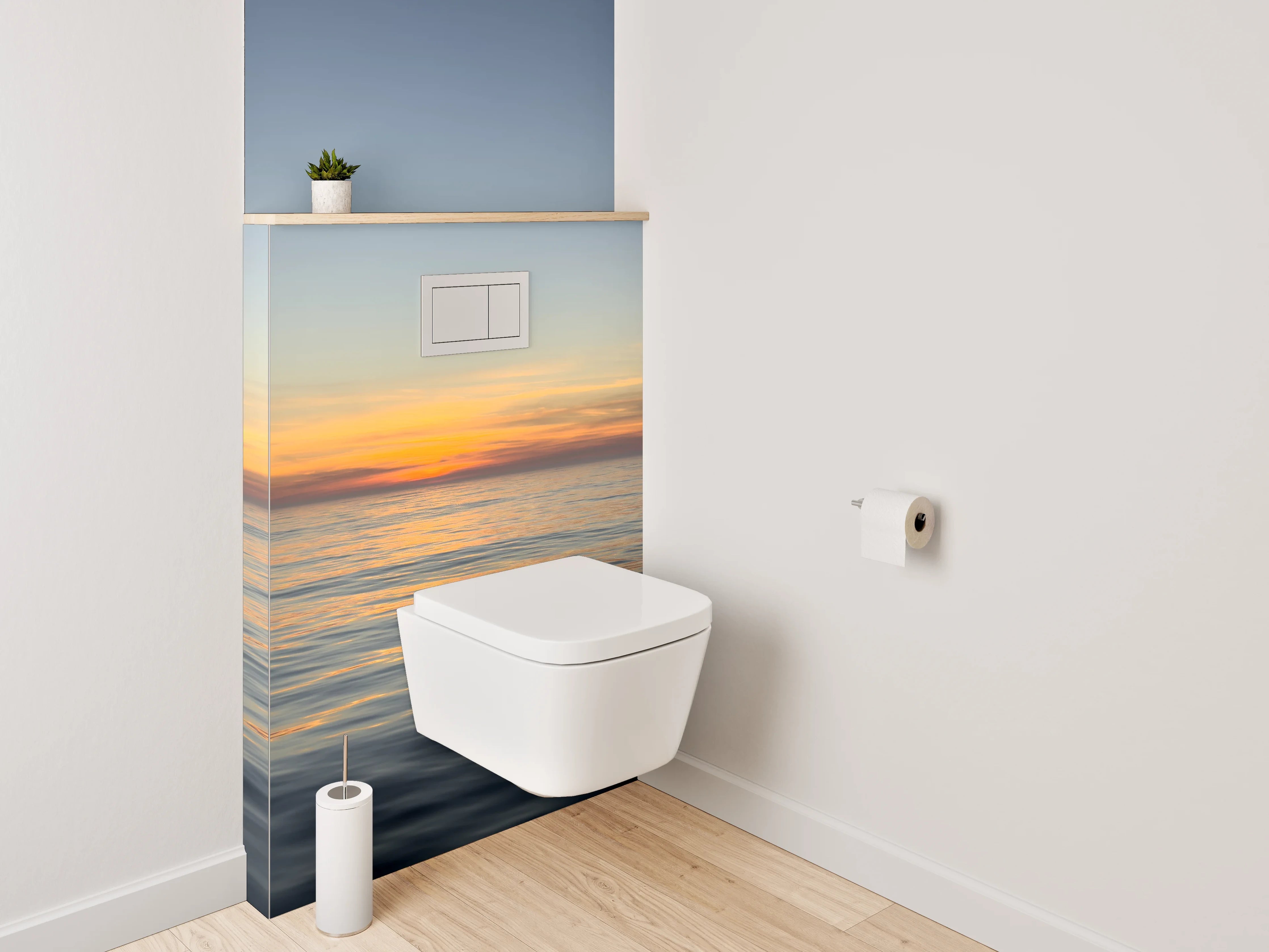 WC-Rückwand - Dämmerungsgrau auf stiller See