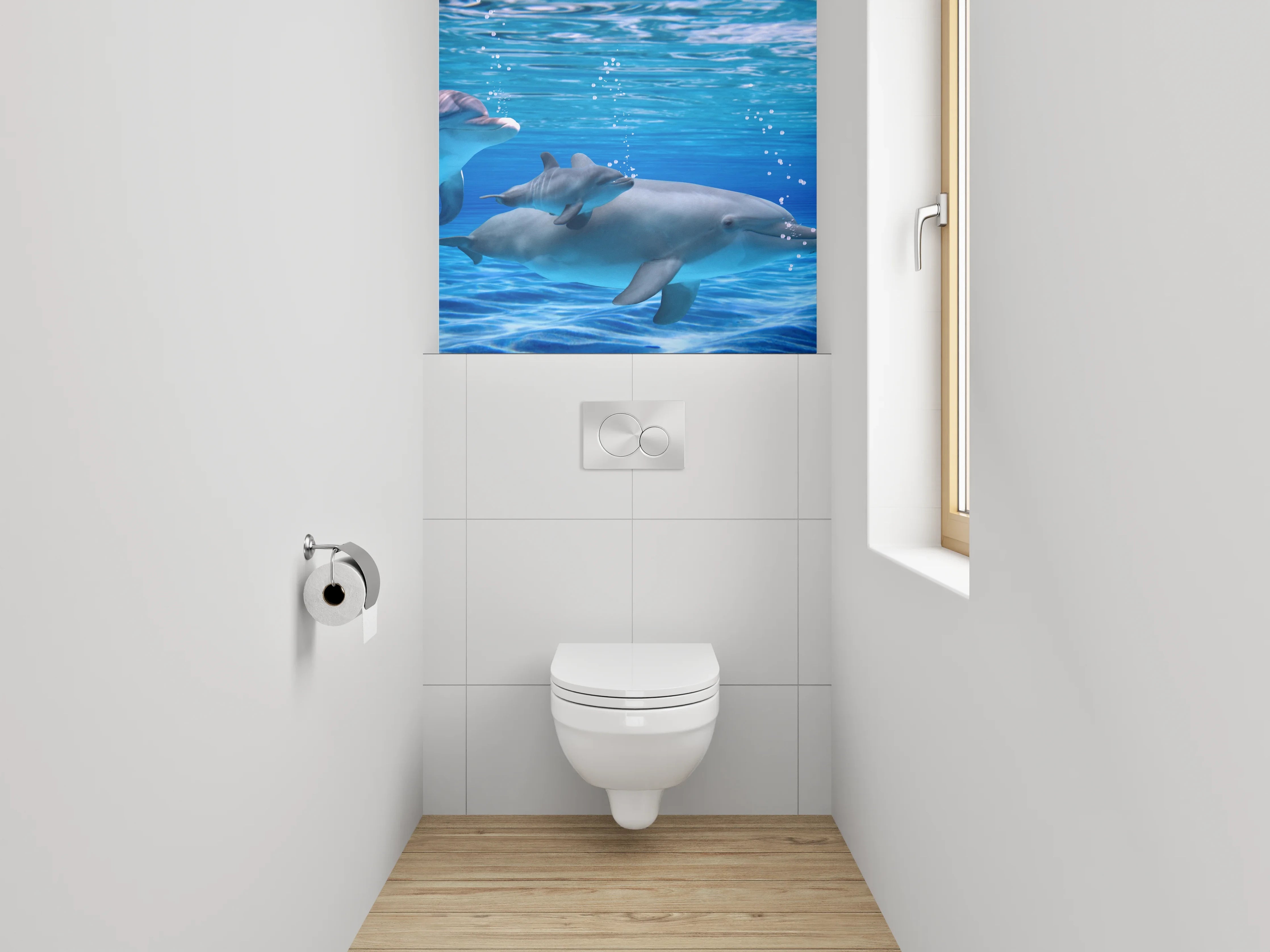 WC-Rückwand - Delfine Unterwasser Panorama