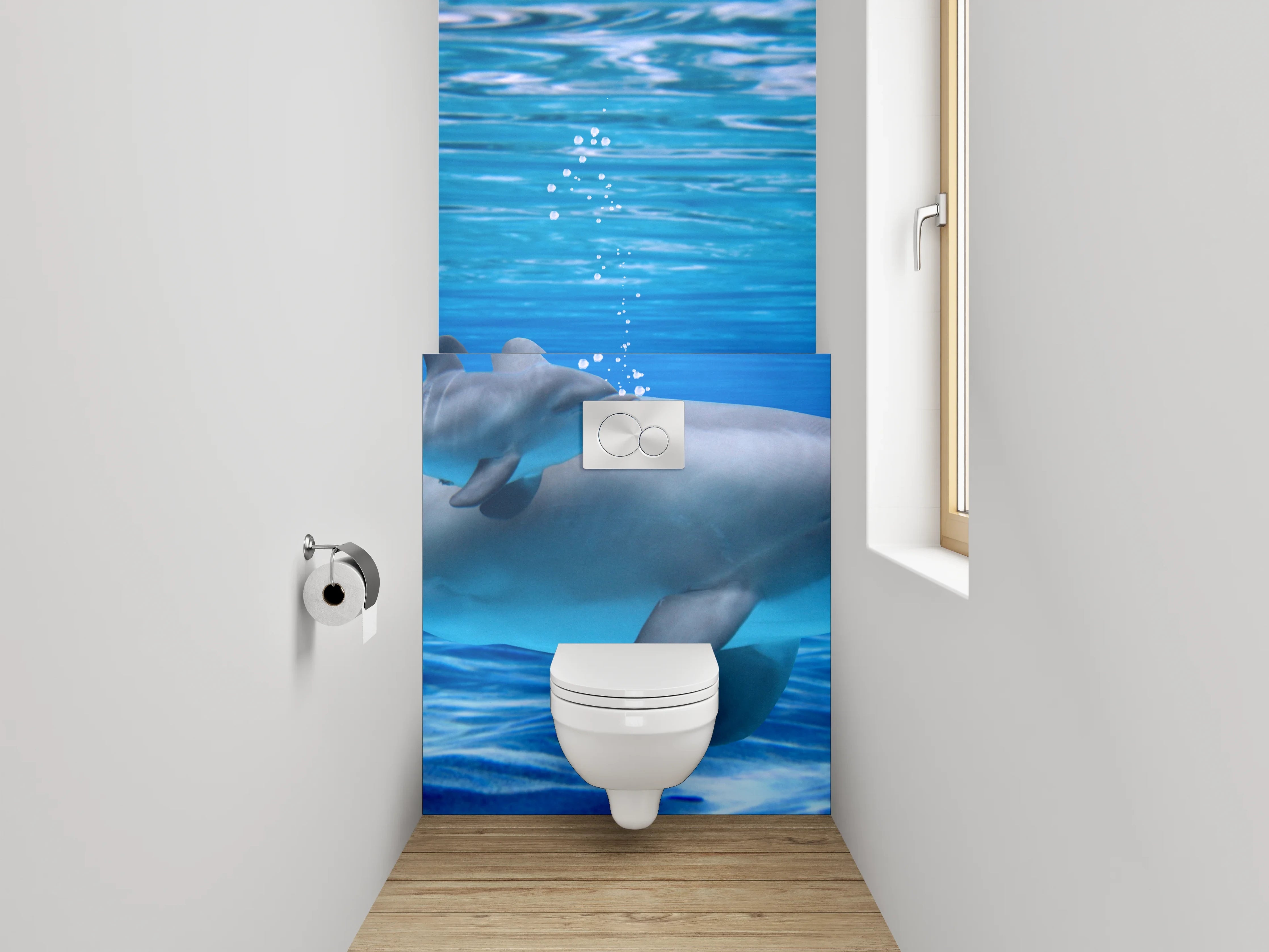 WC-Rückwand - Delfine Unterwasser Panorama