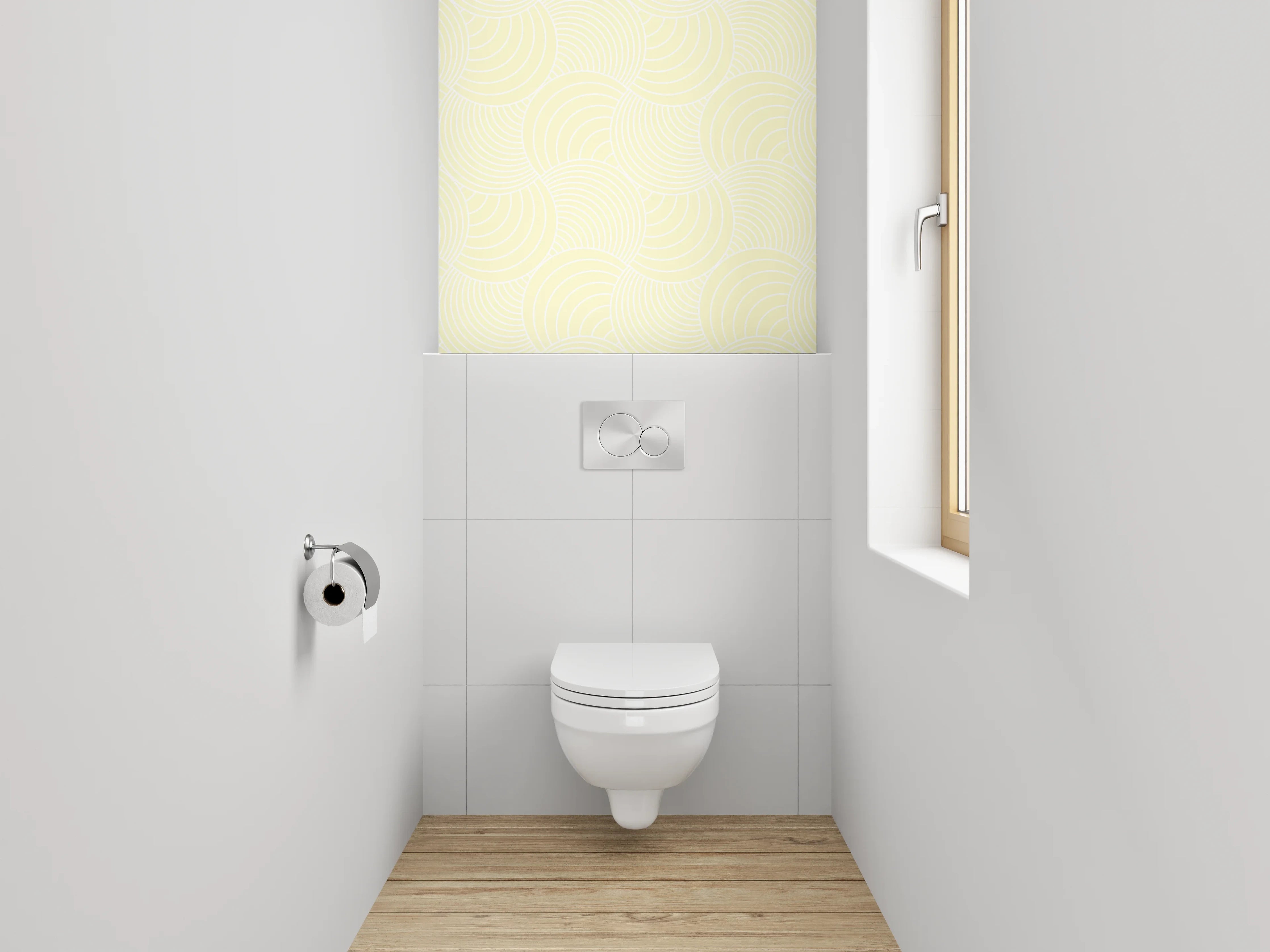 WC-Rückwand - Dezente Beige-Wellen Muster Fliesenoptik