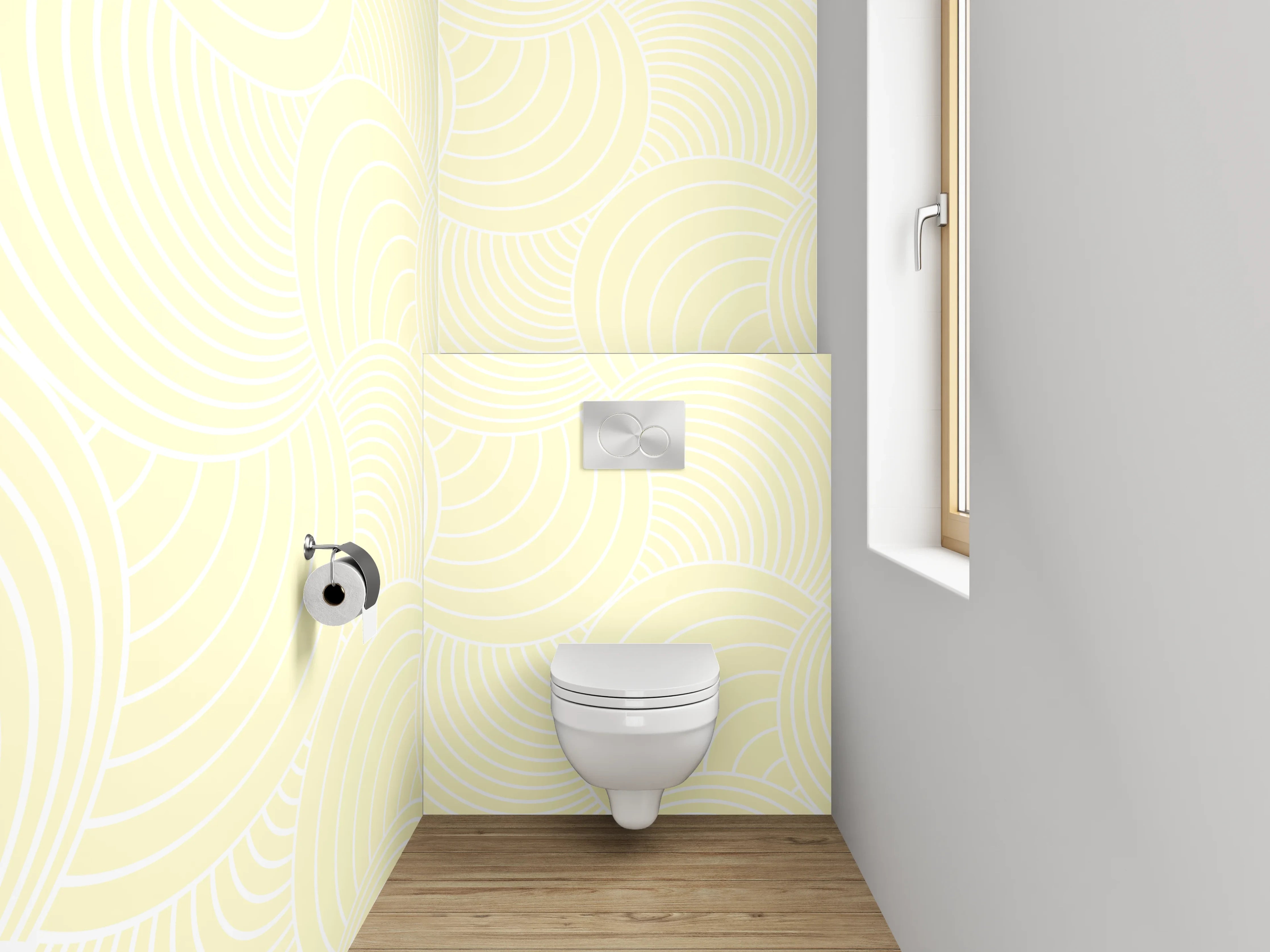 WC-Rückwand - Dezente Beige-Wellen Muster Fliesenoptik
