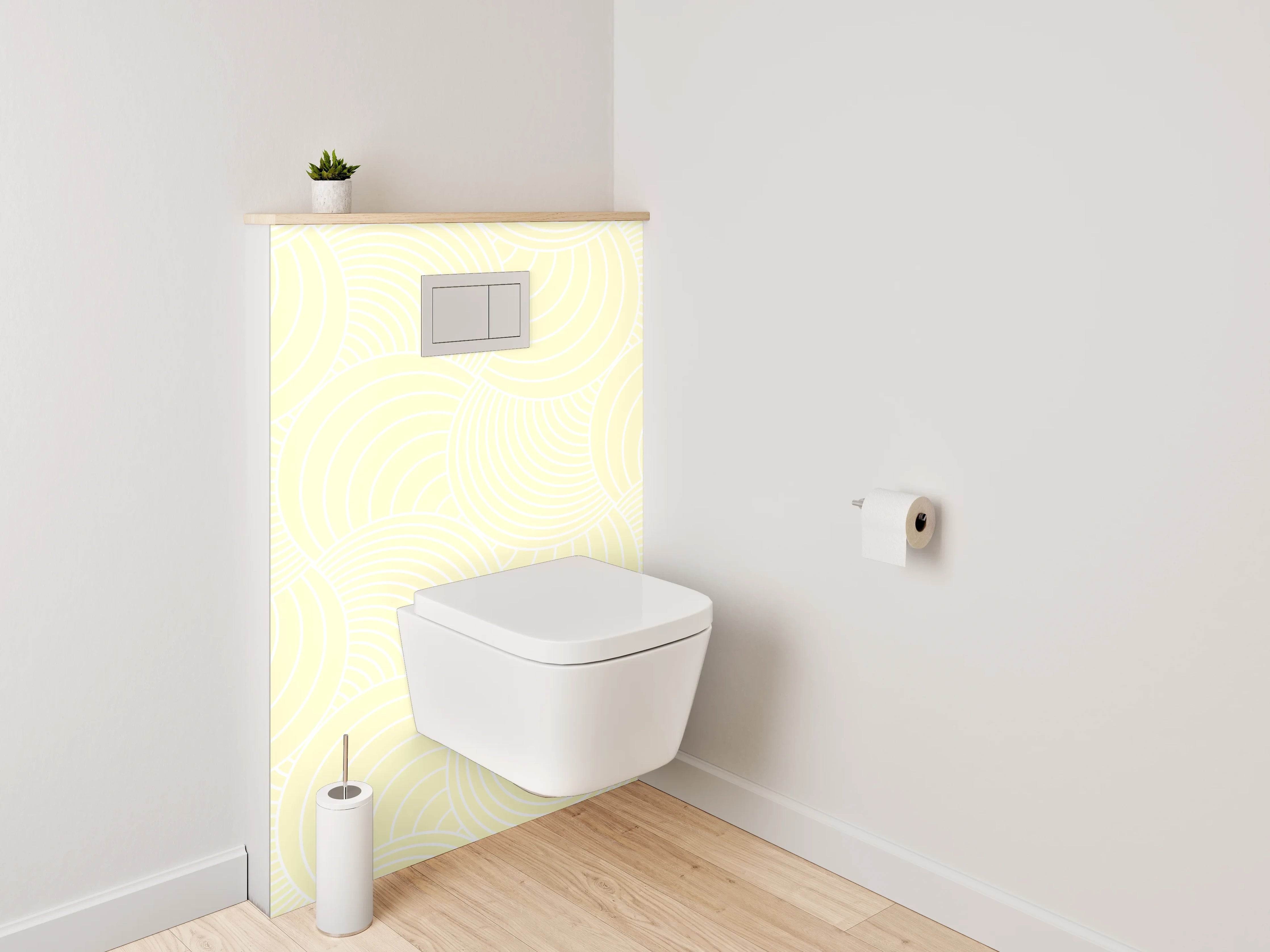 WC-Rückwand - Dezente Beige-Wellen Muster Fliesenoptik