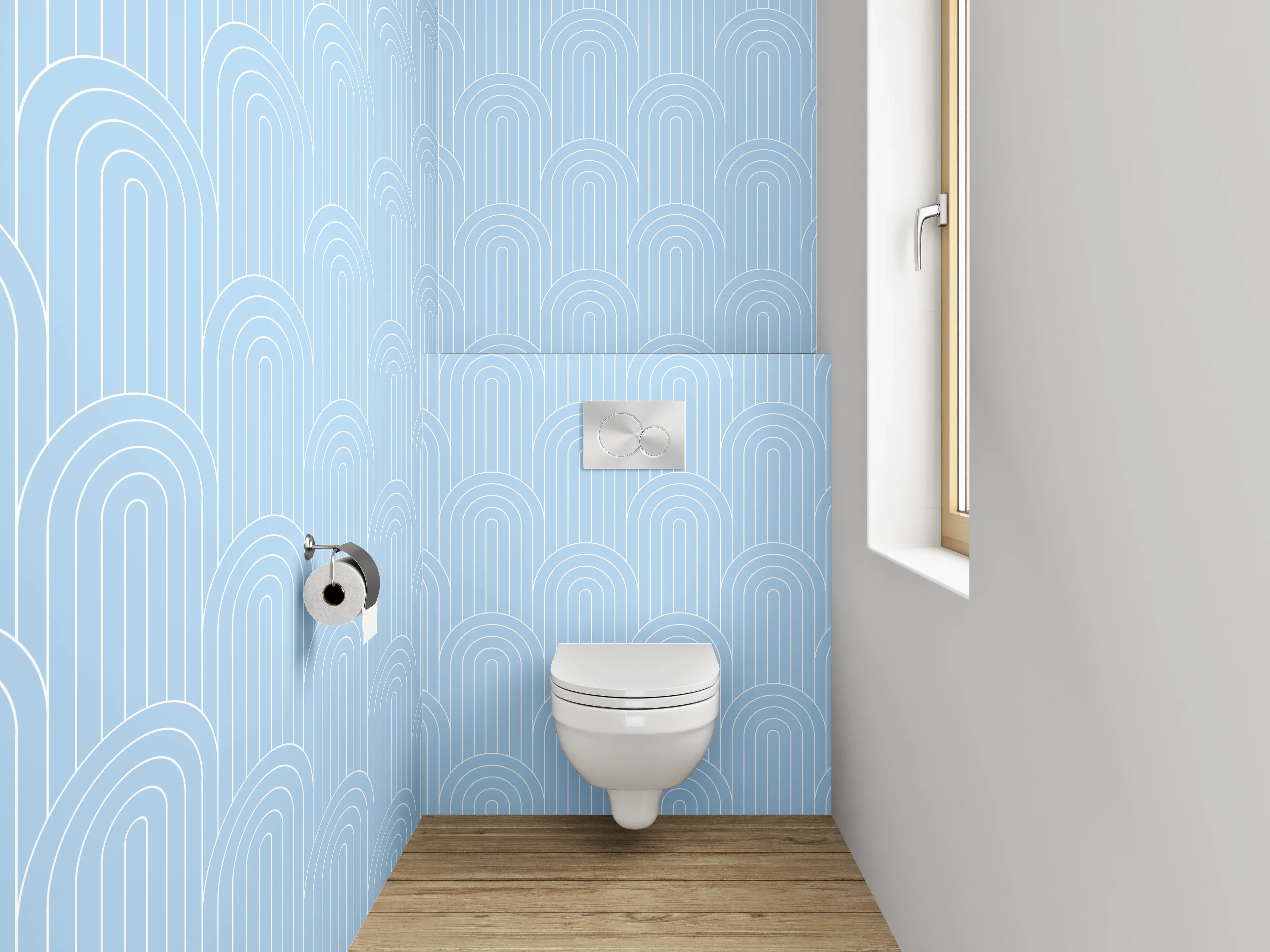WC-Rückwand - Dezentes Wellenmuster Hellblau