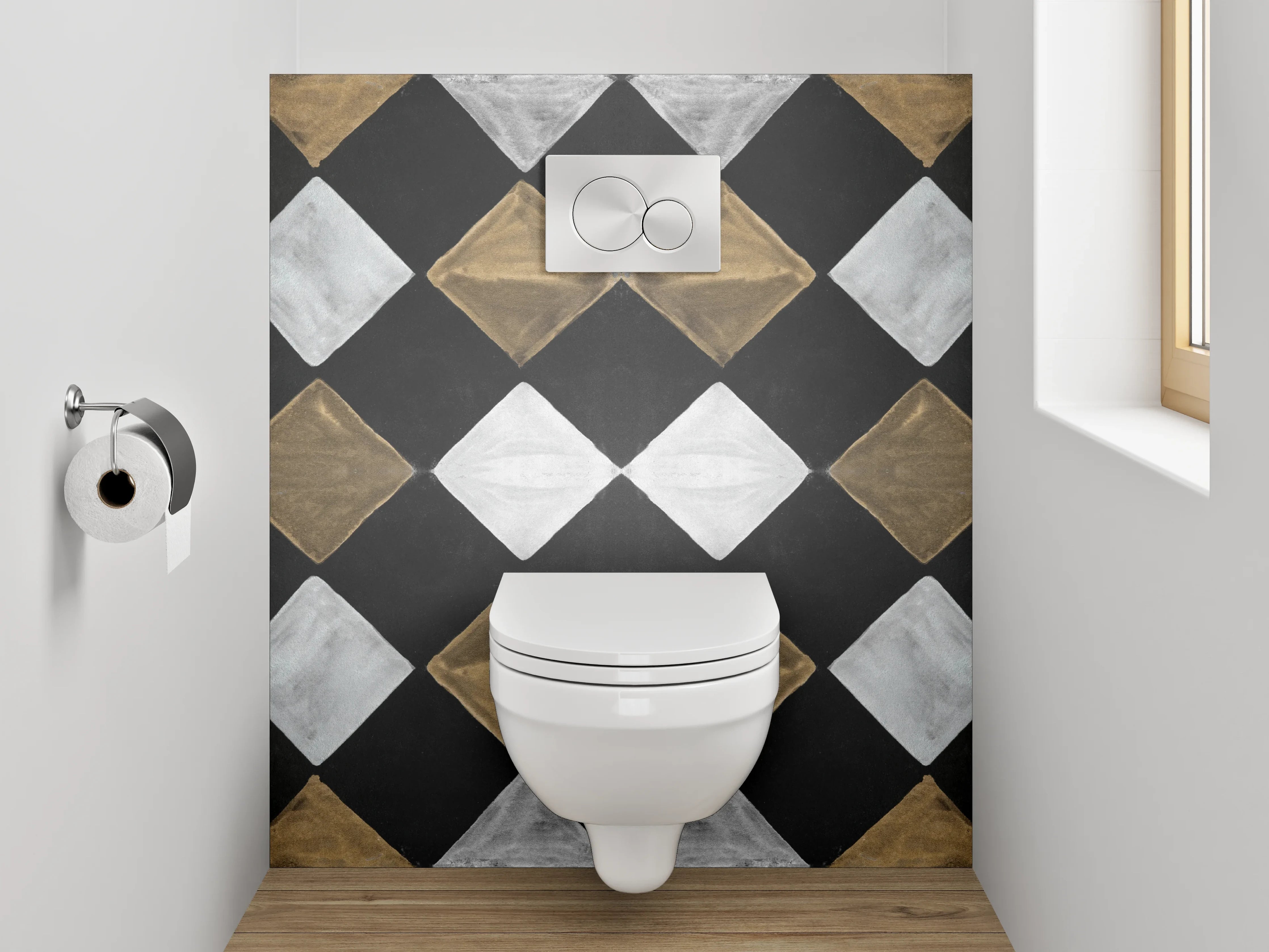 WC-Rückwand - Diamant-Muster in Marmor-Optik
