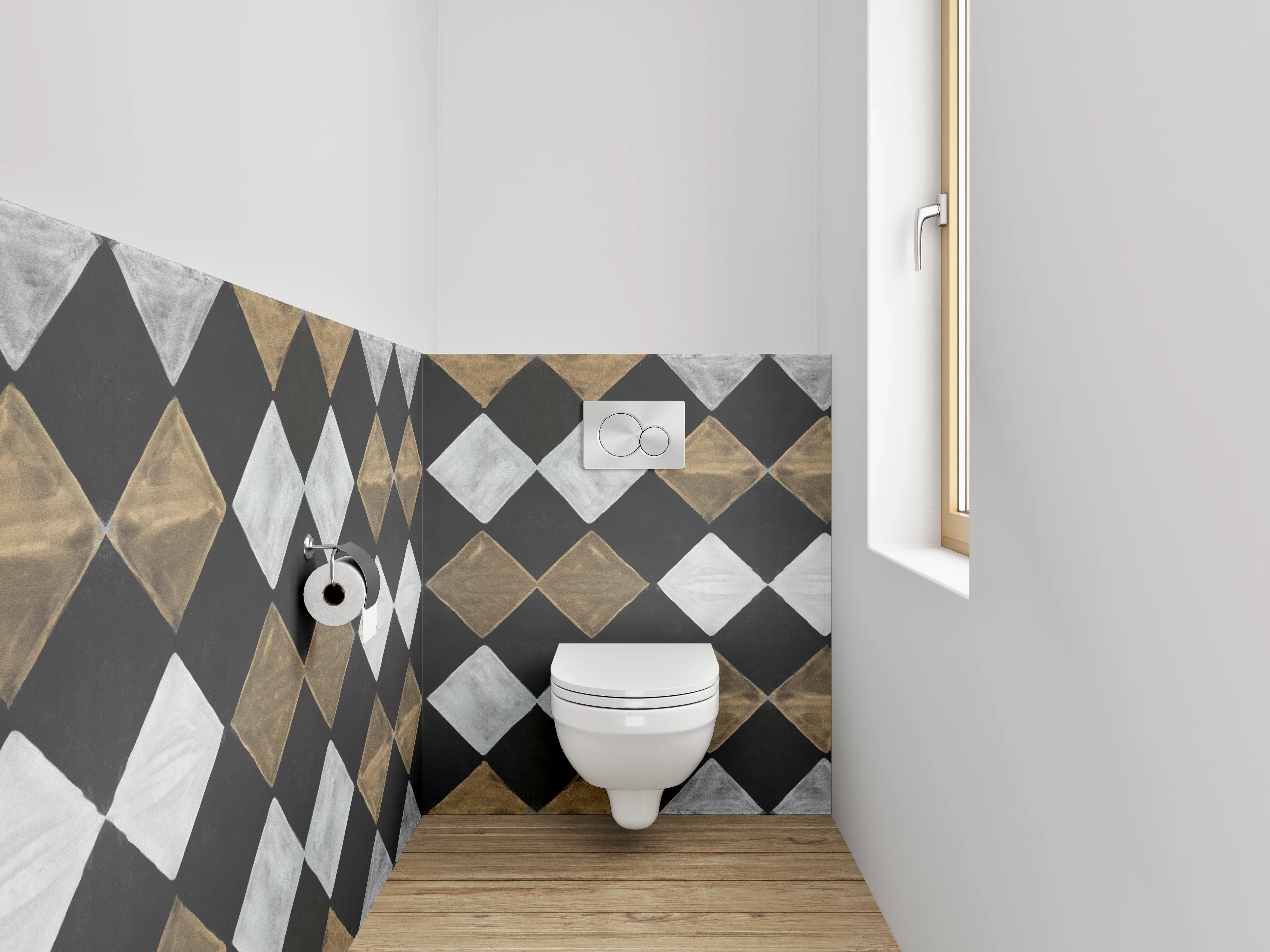 WC-Rückwand - Diamant-Muster in Marmor-Optik