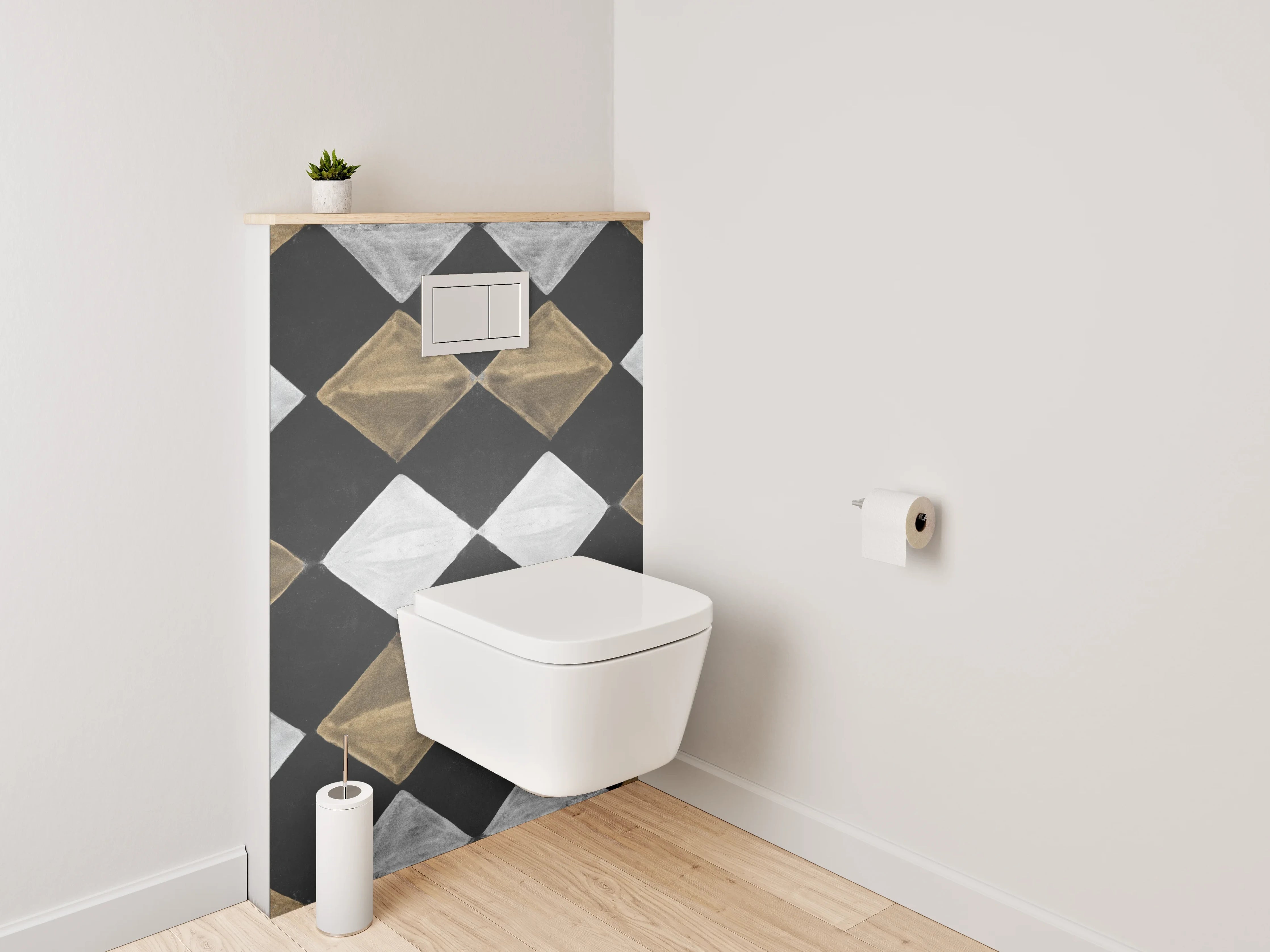 WC-Rückwand - Diamant-Muster in Marmor-Optik