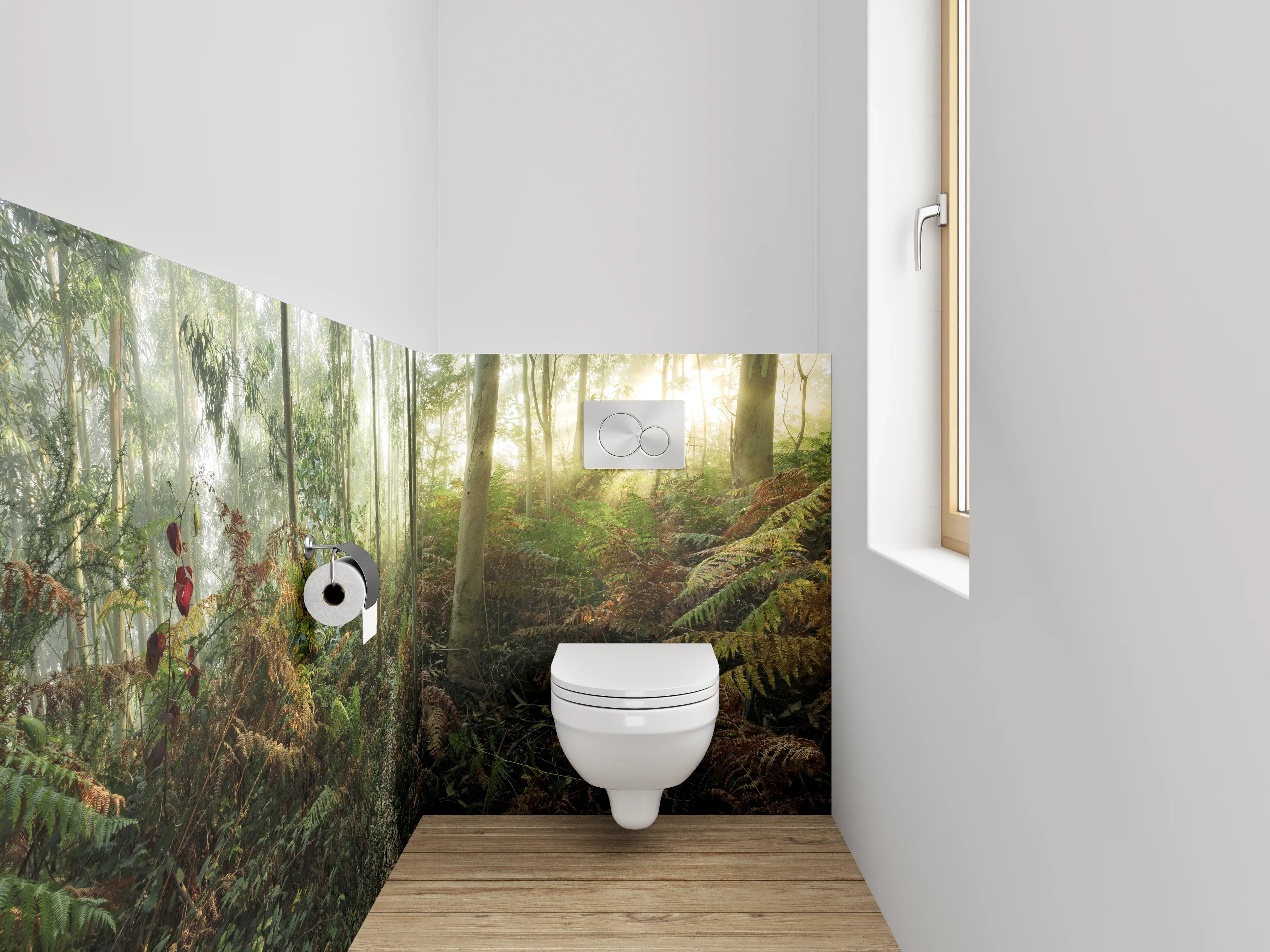 WC-Rückwand - Dichter Wald im Sonnenlicht