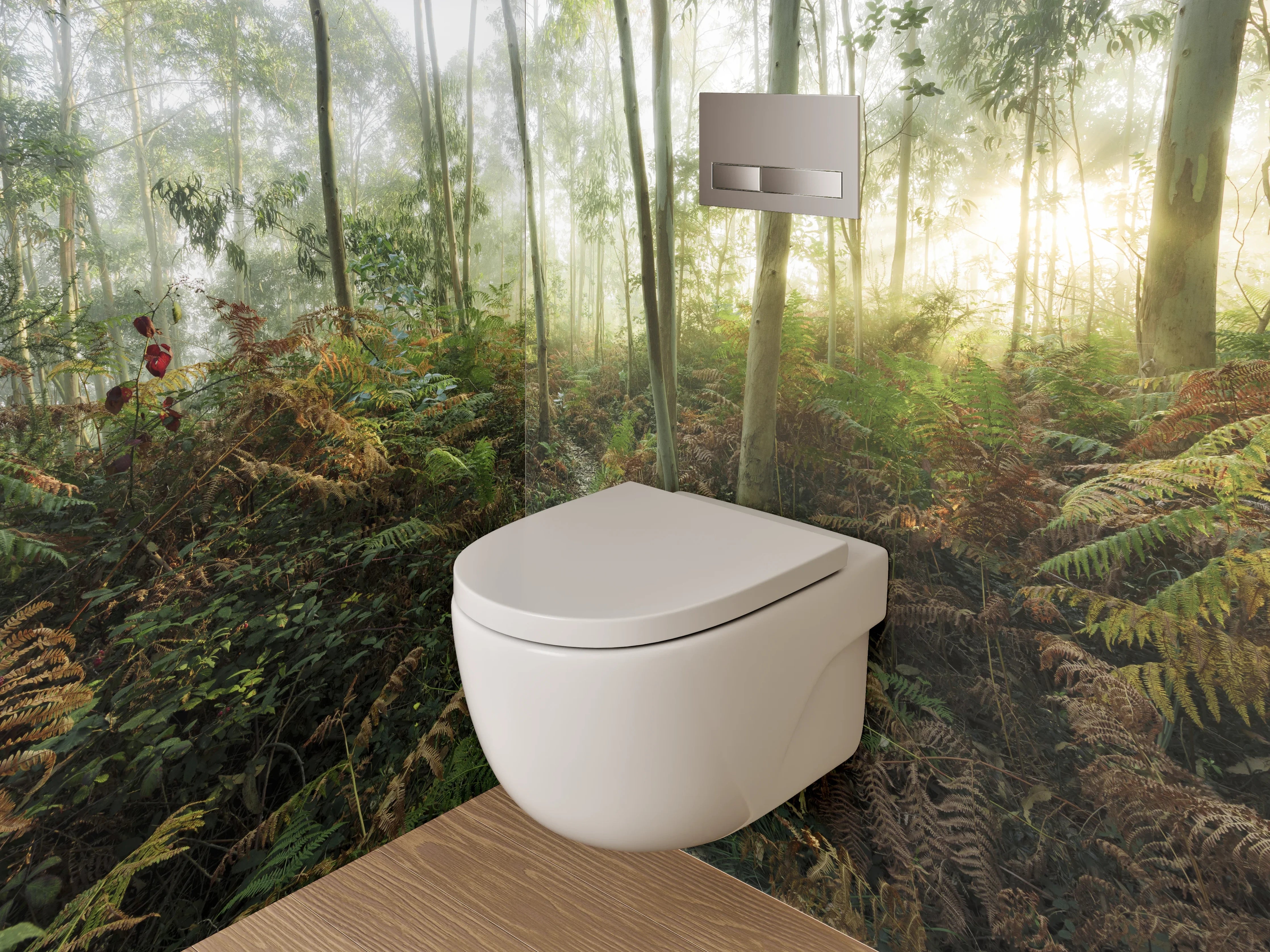 WC-Rückwand - Dichter Wald im Sonnenlicht