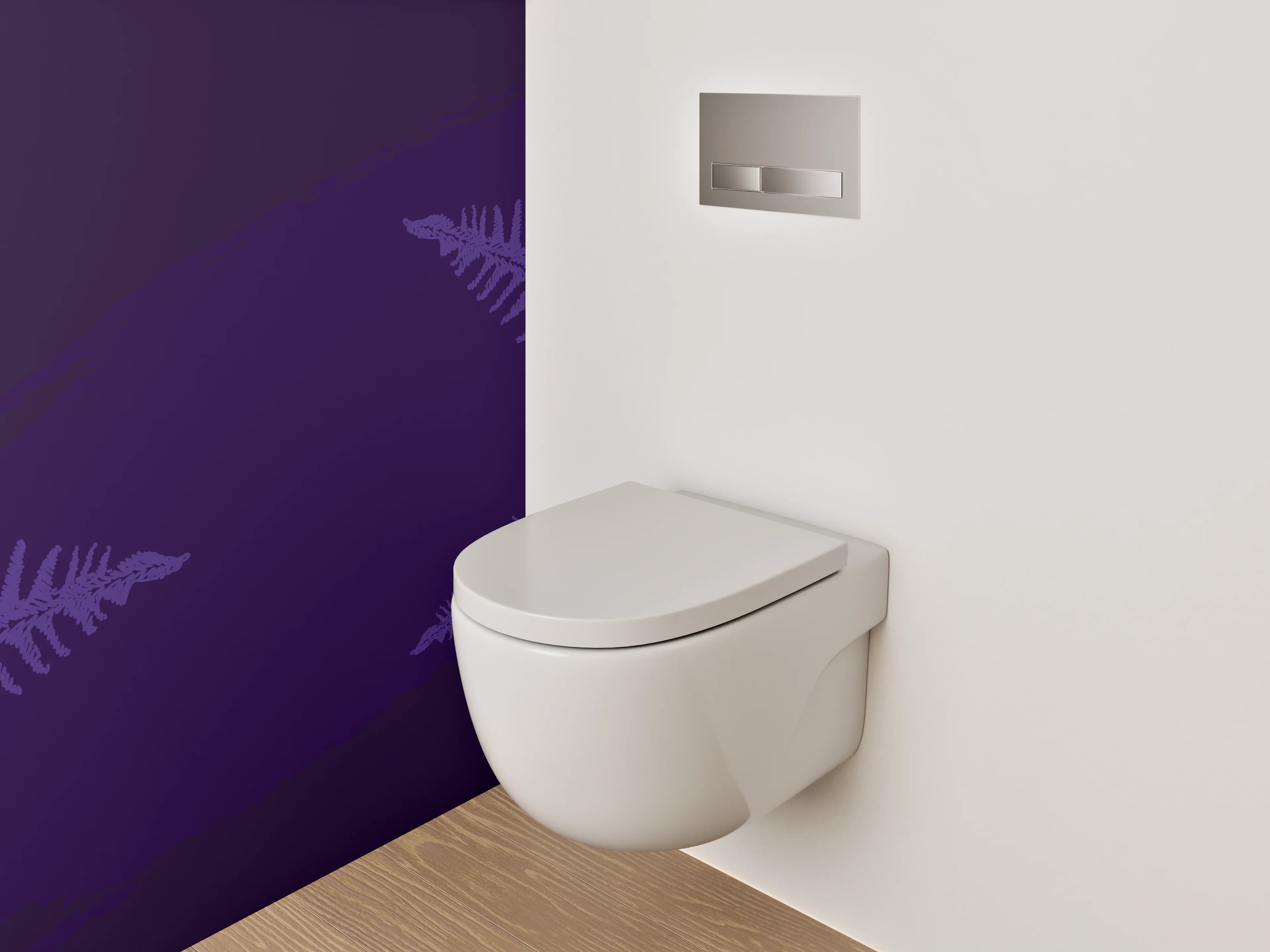 WC-Rückwand - Dinosaurier-Illustration mit Farnen und Fossilien