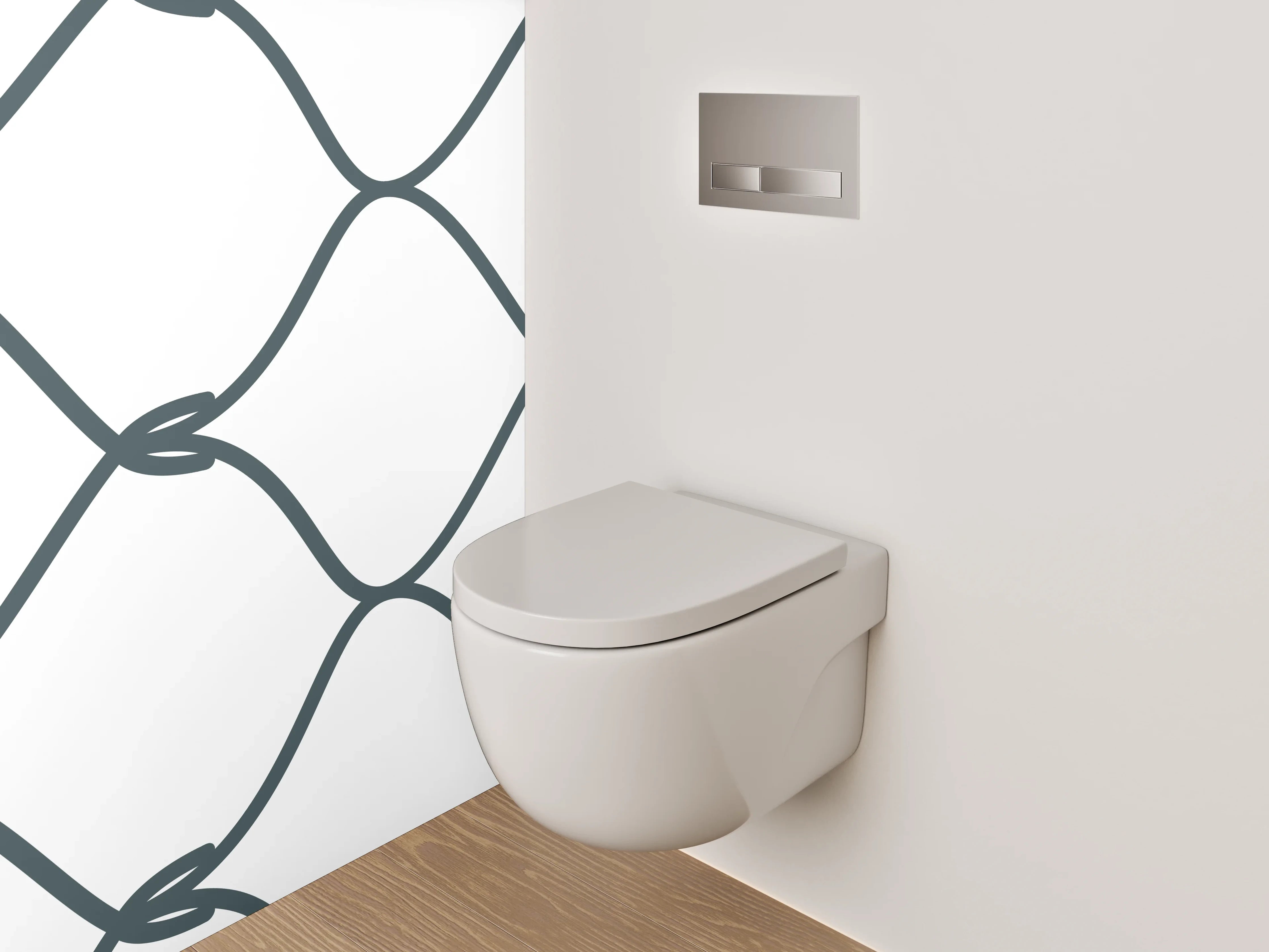 WC-Rückwand - Drahtzaun Muster Schwarz-Weiß