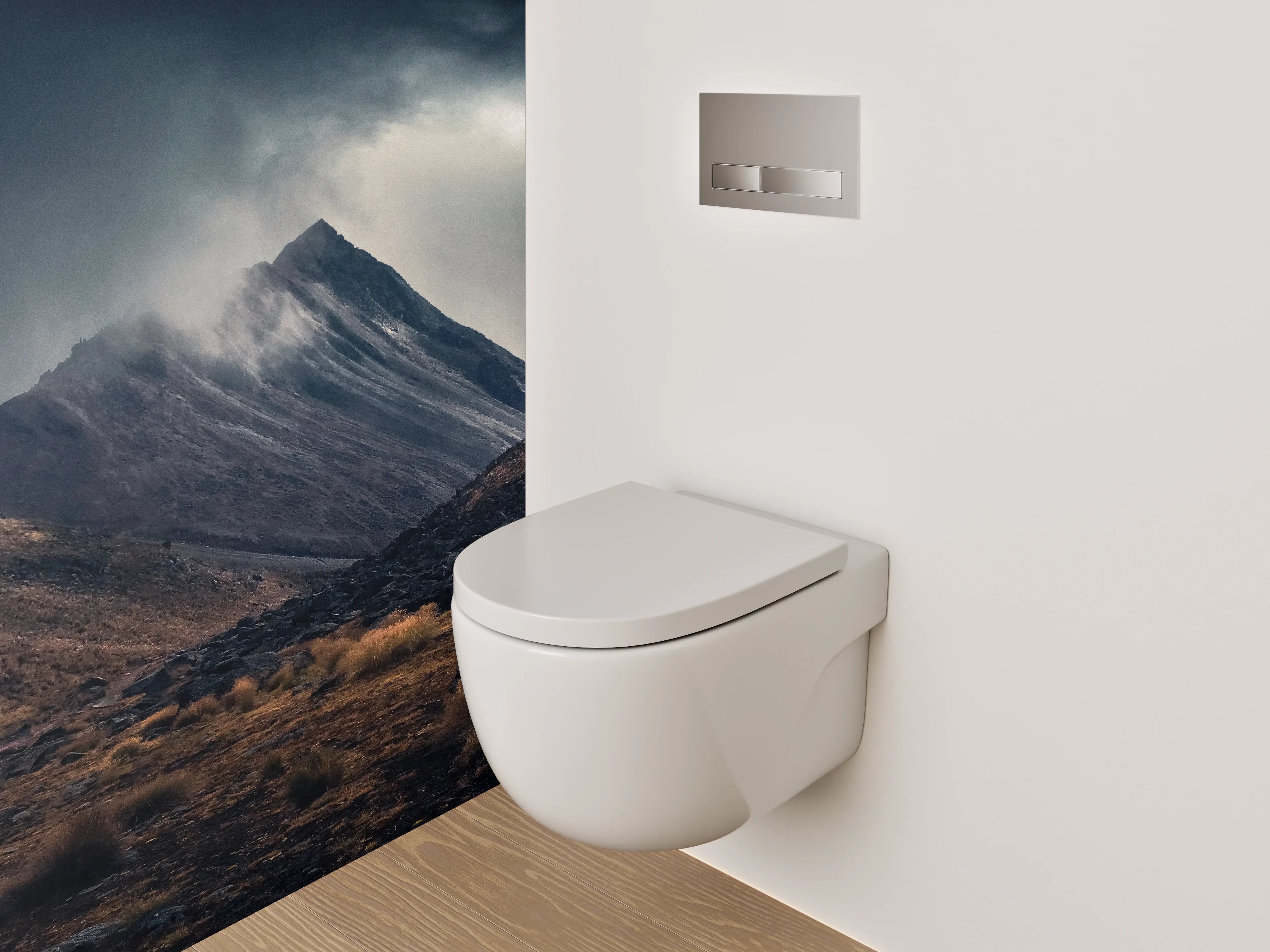WC-Rückwand - Dramatische Berge im Abendlicht
