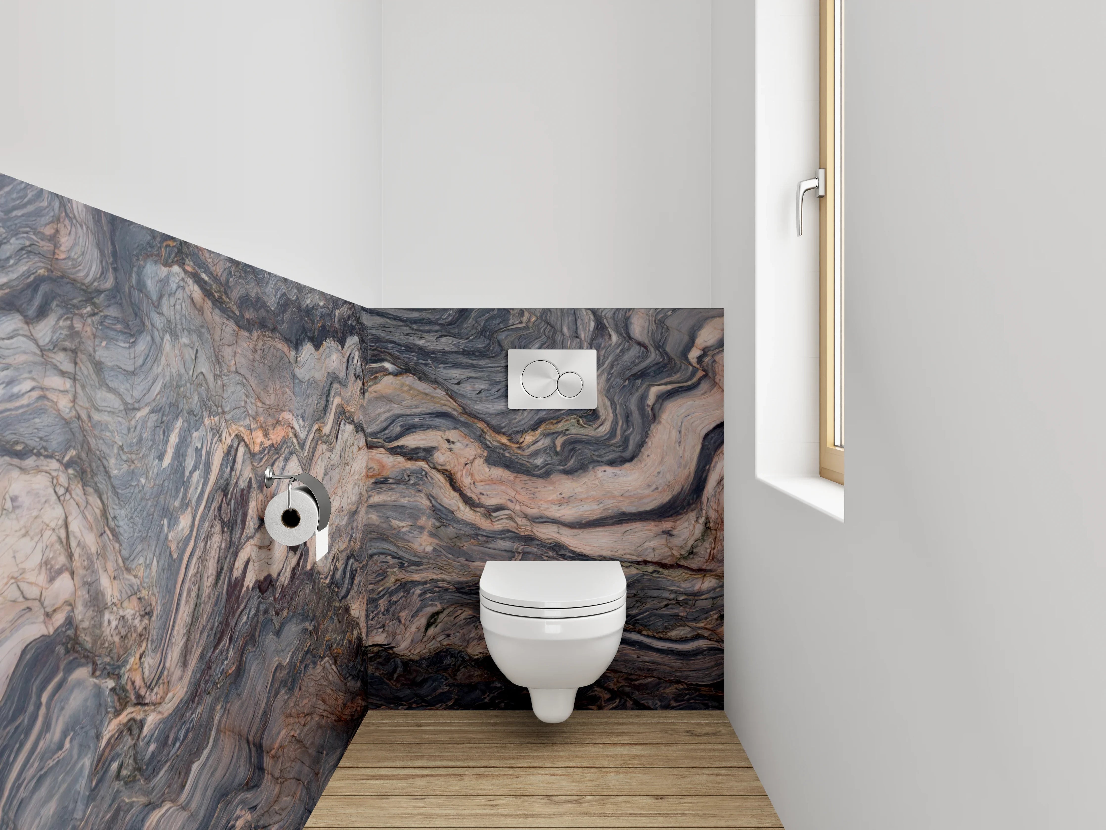 WC-Rückwand - Dramatische Marmorstruktur Wanddekor