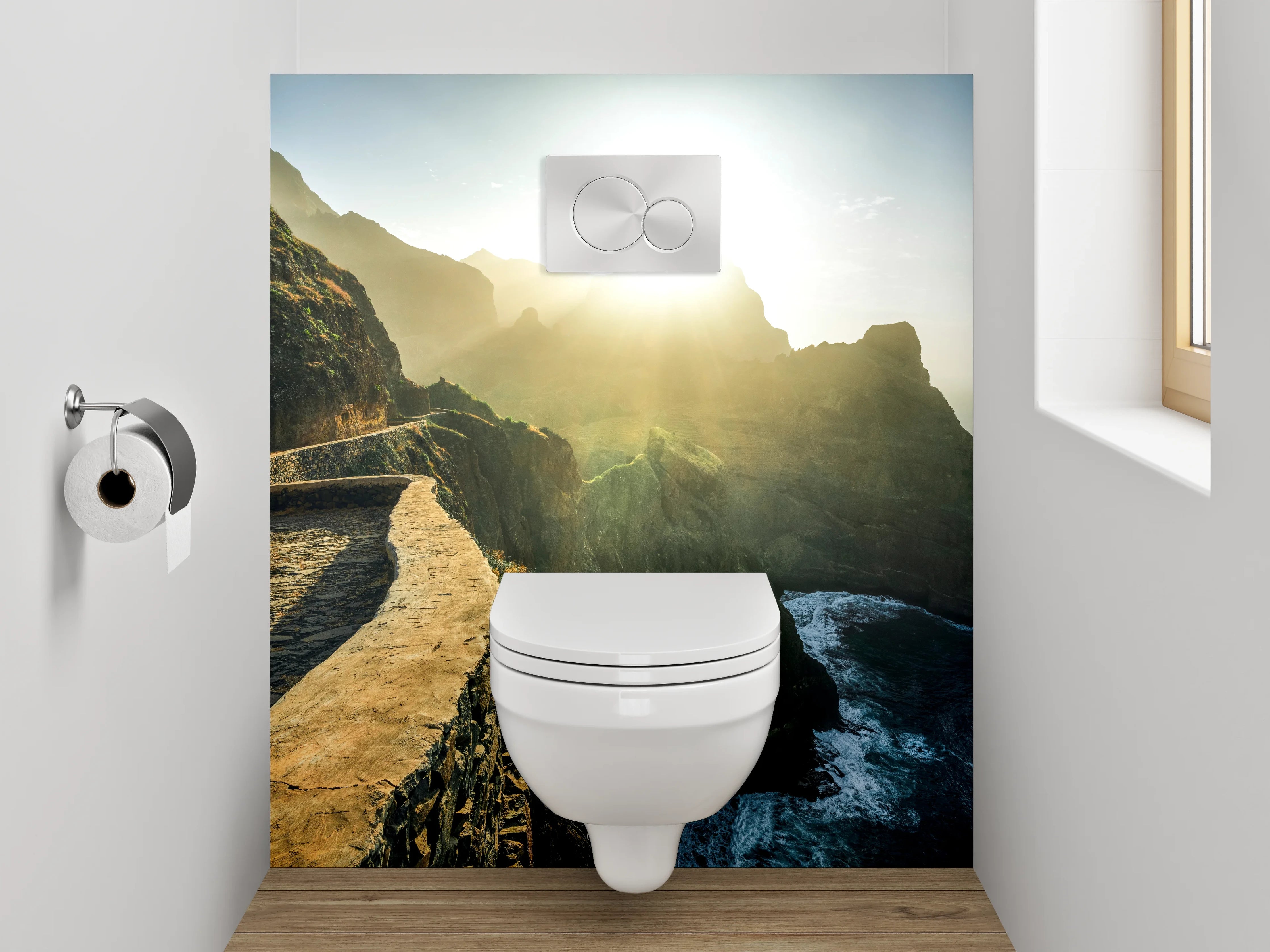 WC-Rückwand - Dramatische Steilküste bei Sonnenaufgang Fotomotiv