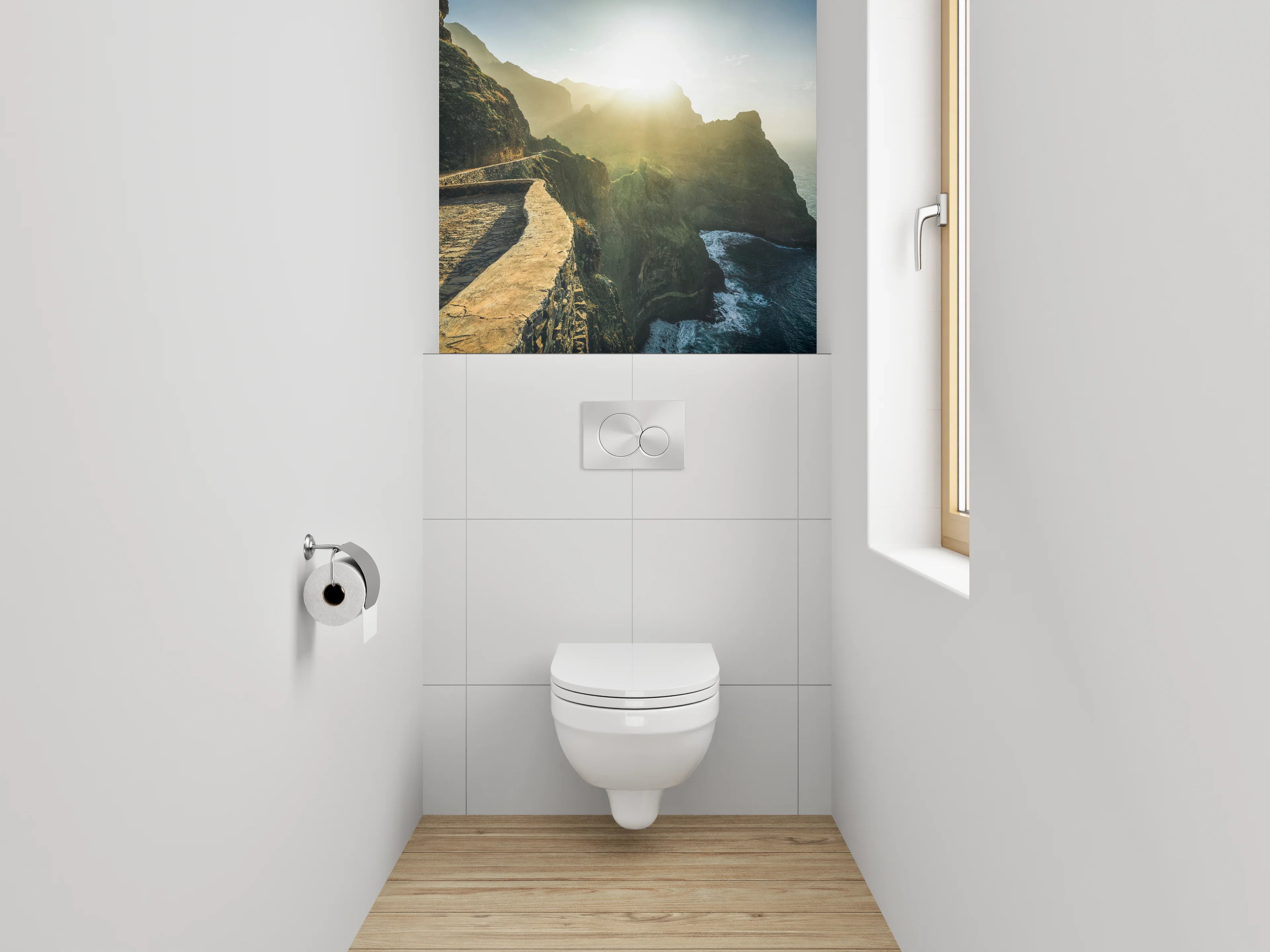 WC-Rückwand - Dramatische Steilküste bei Sonnenaufgang Fotomotiv