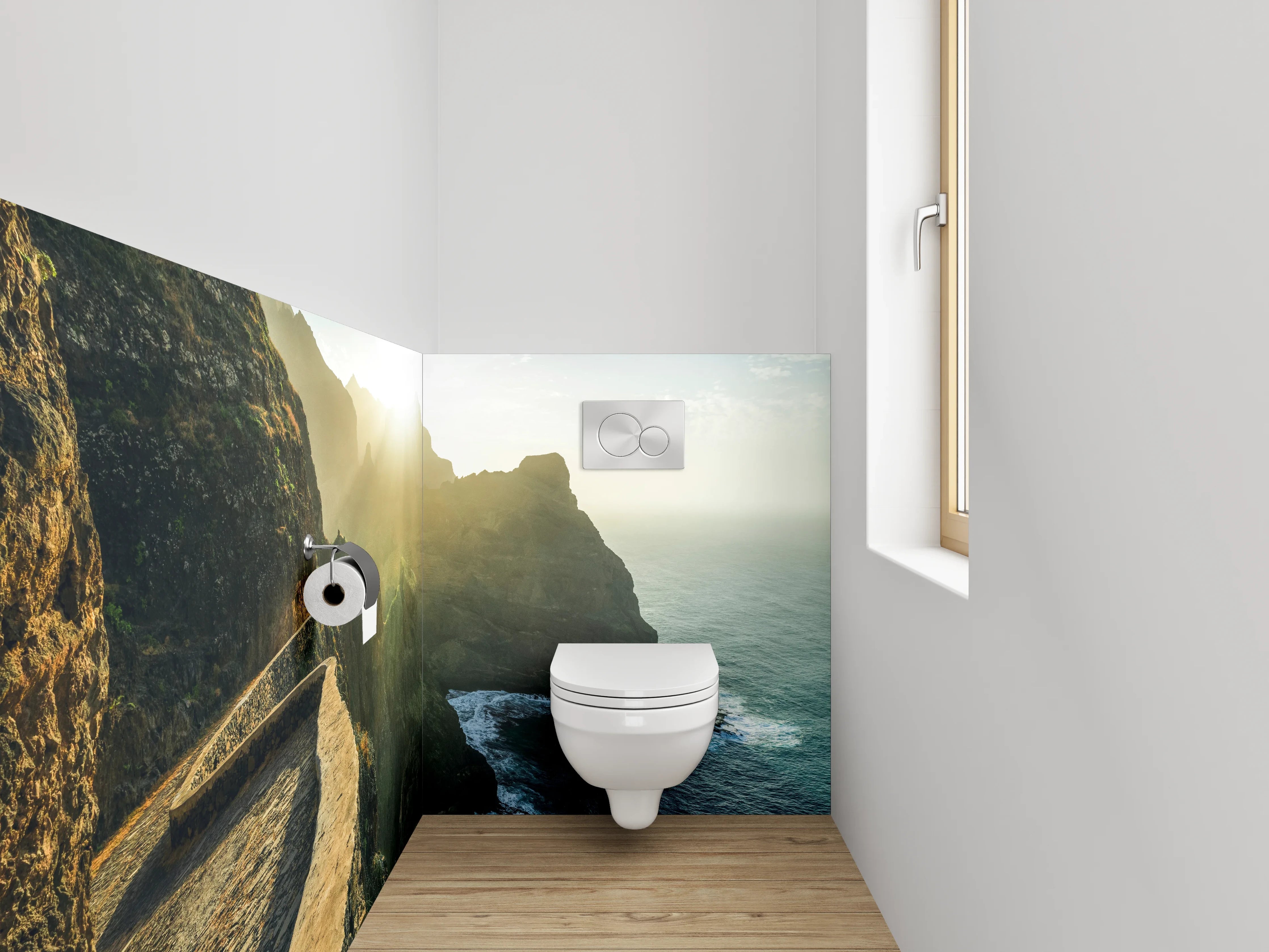 WC-Rückwand - Dramatische Steilküste bei Sonnenaufgang Fotomotiv